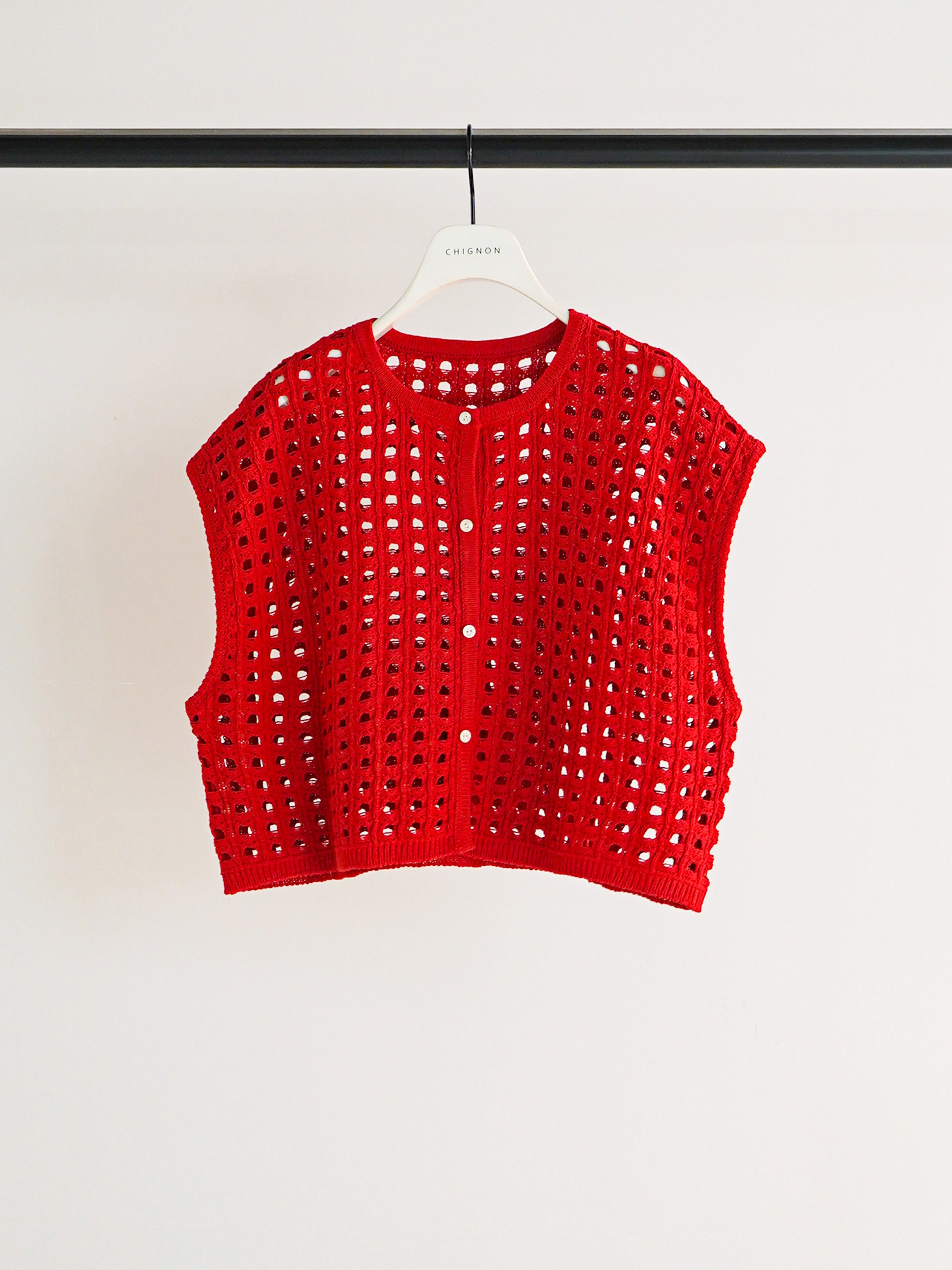 【CHIGNON】メッシュボックスニットベスト/9561-098DP