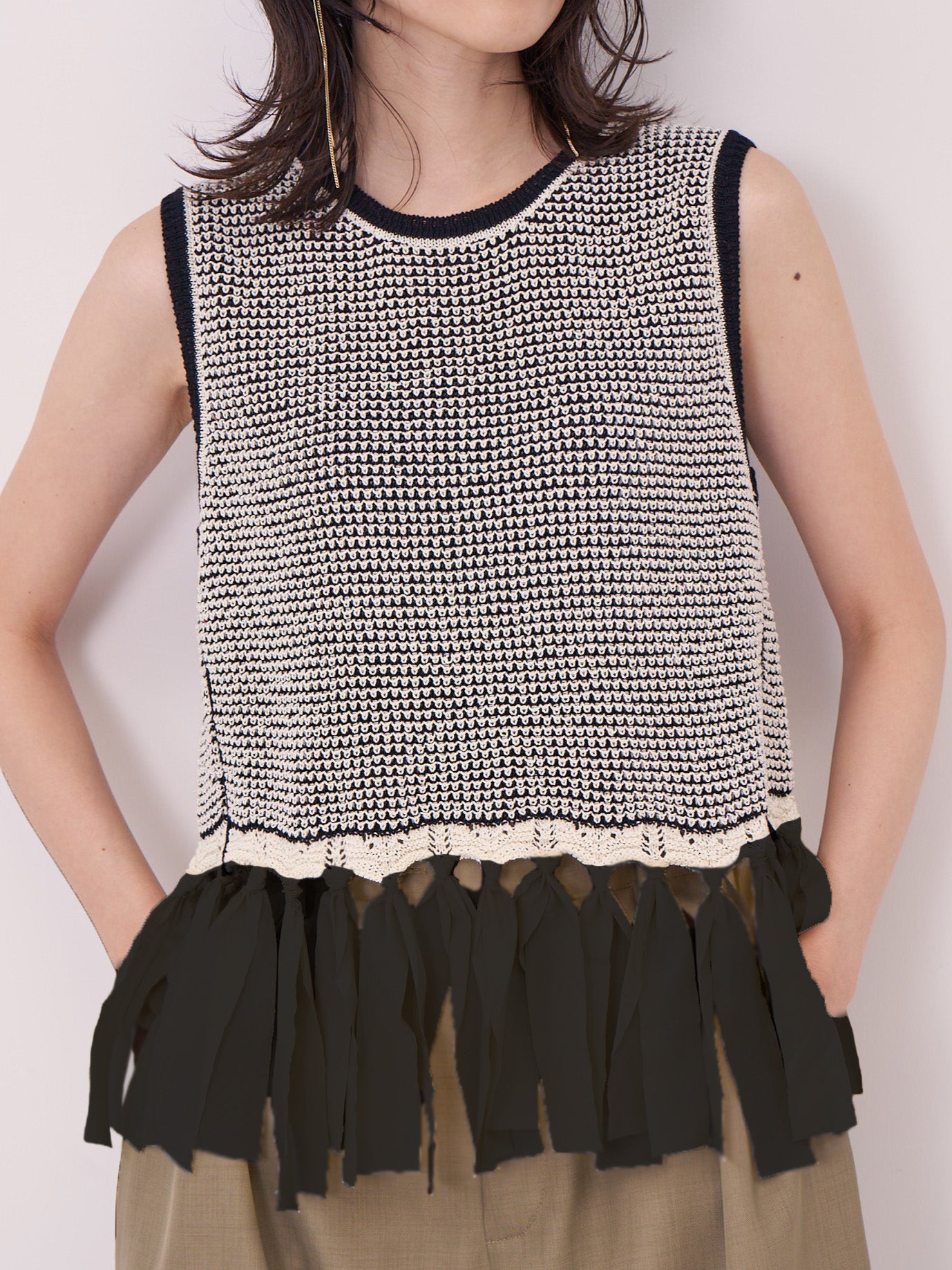 【CHIGNON】フリンジジャガードニット/9562-392DP