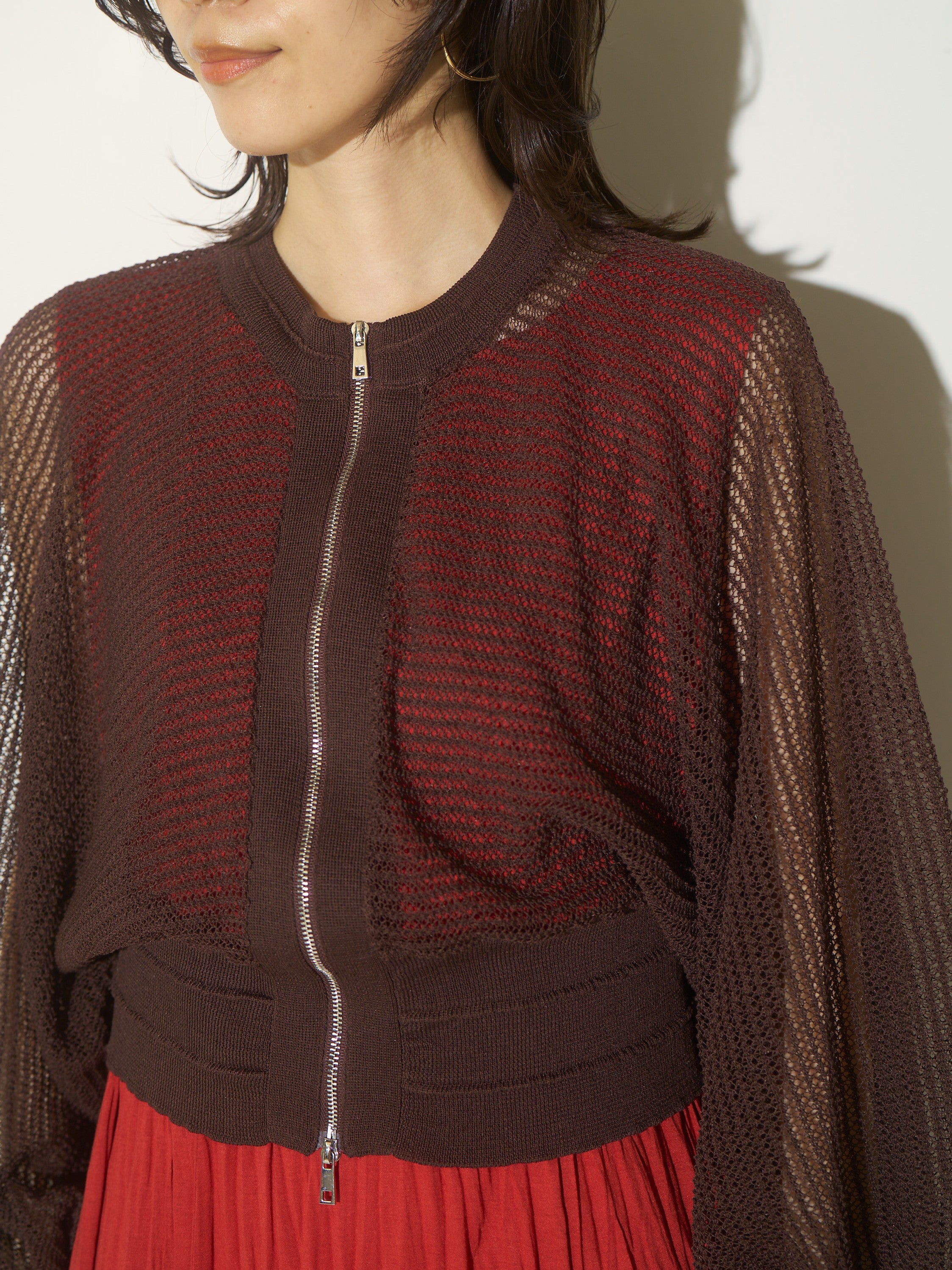 【CHIGNON】ボーダースカシドルマンジップカーディガン/9562-396GS