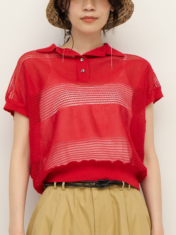 【CHIGNON】スカシボーダーポロニット/9862-397GS