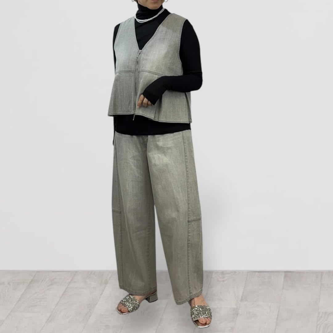 【QTUME】8onzデニムバレルレッグパンツ/612-26002