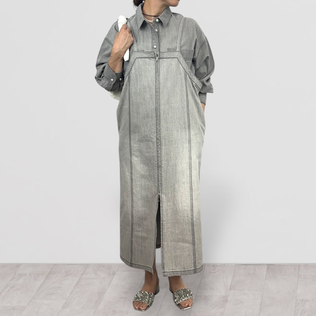 【QTUME】6.5ONZデニムパール釦シャツ/612-25005