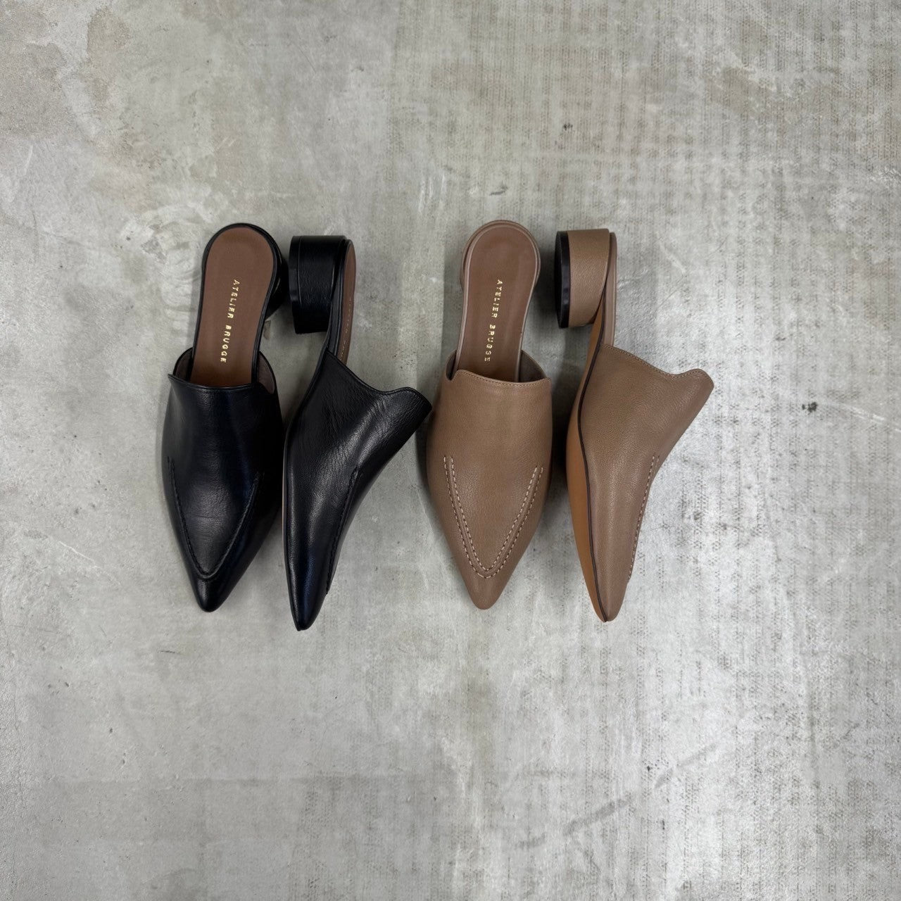 【ATELIER BRUGGE】ステッチポインテッドミュール/25PS-49