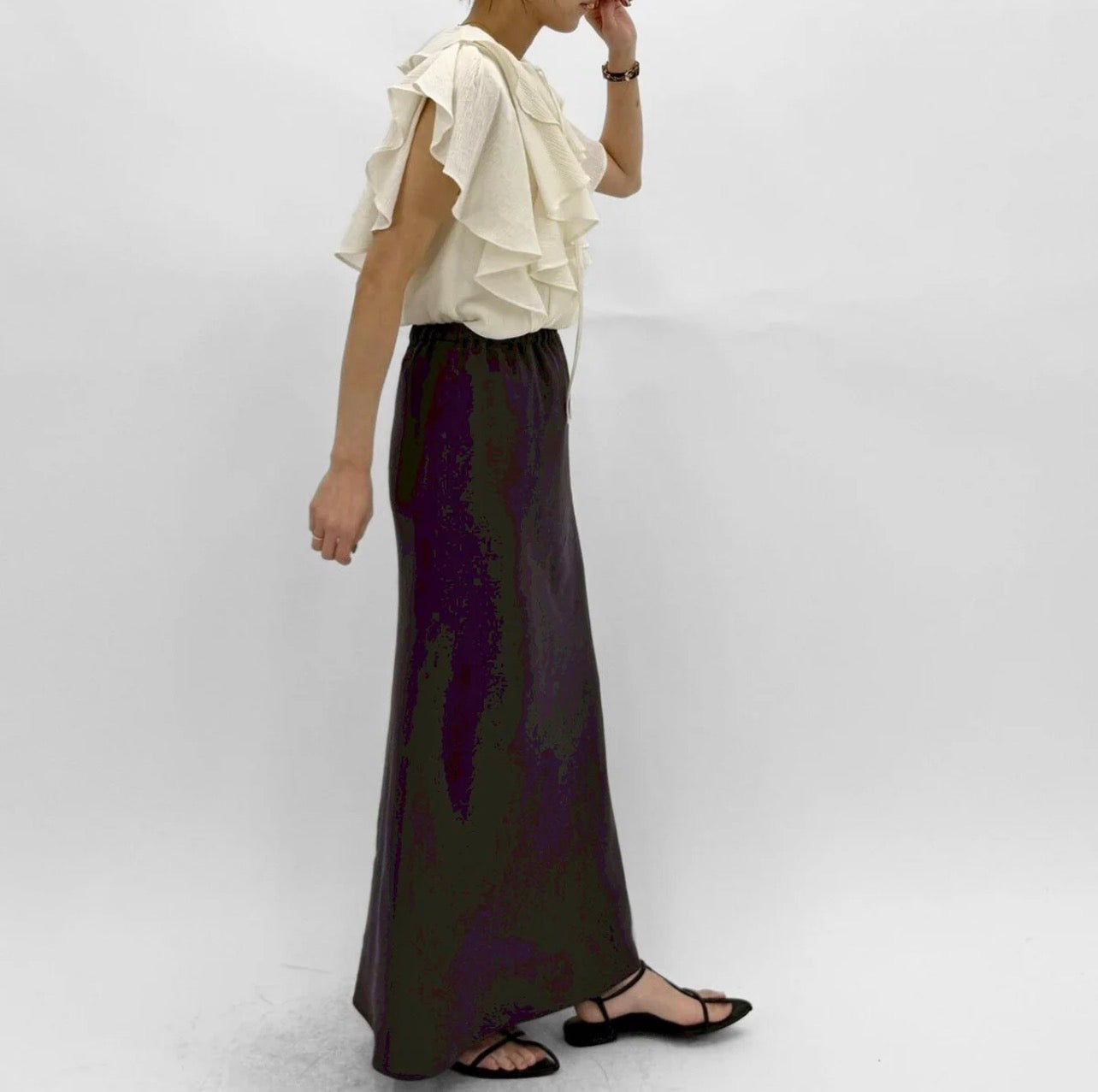 【cafune】コットン楊柳フリルブラウス/25929