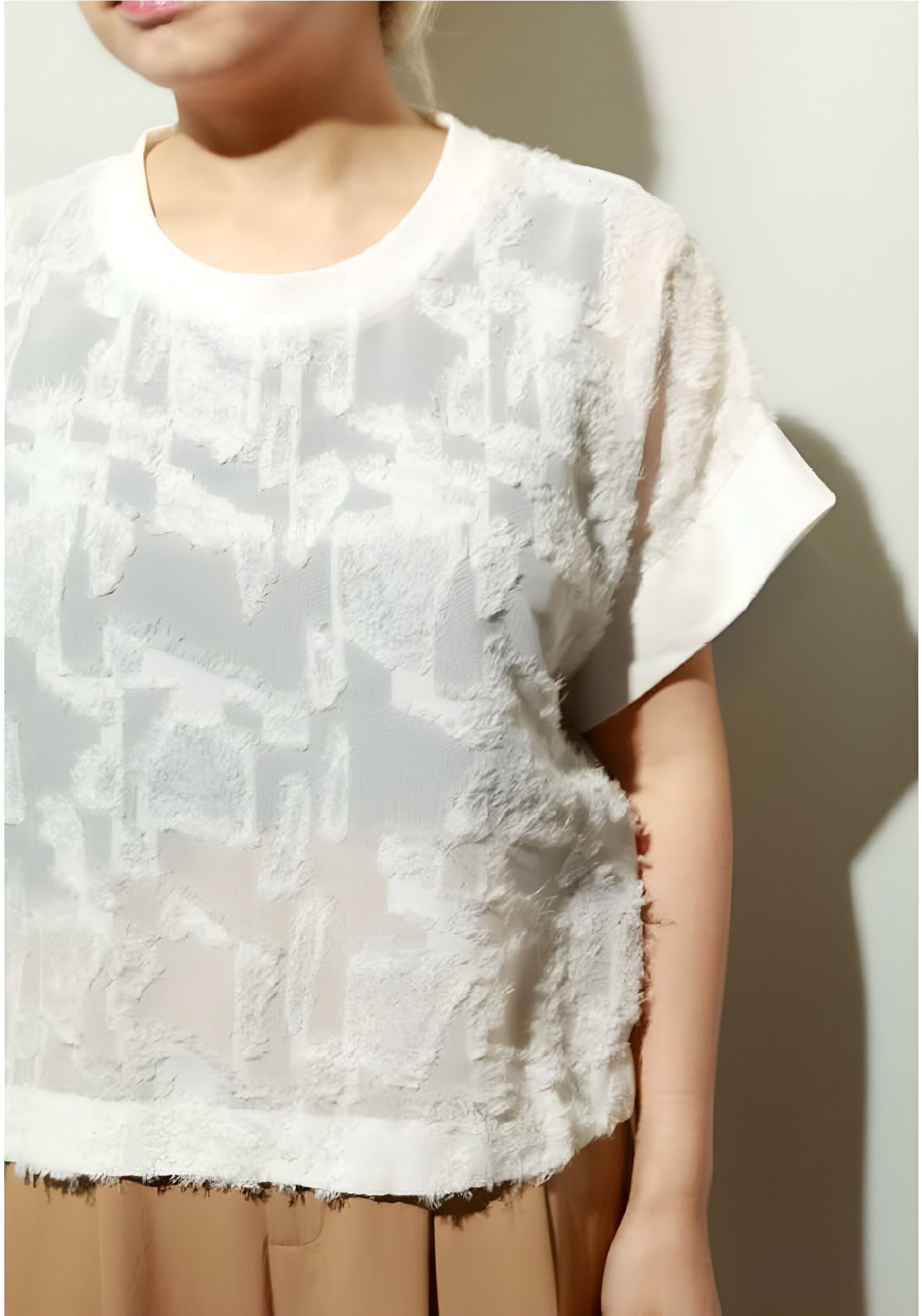 【ANGELINA】カットジャガード半袖プルオーバー/26153-1977E