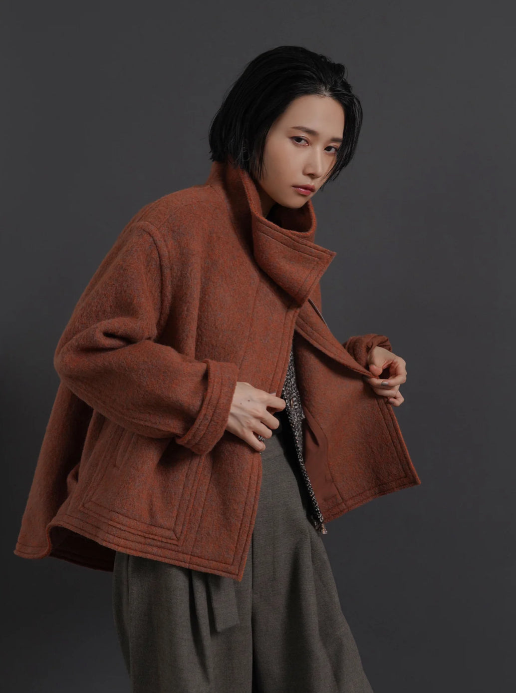 【CYAN TOKYO】ウールシャギースタンドブルゾン/407262