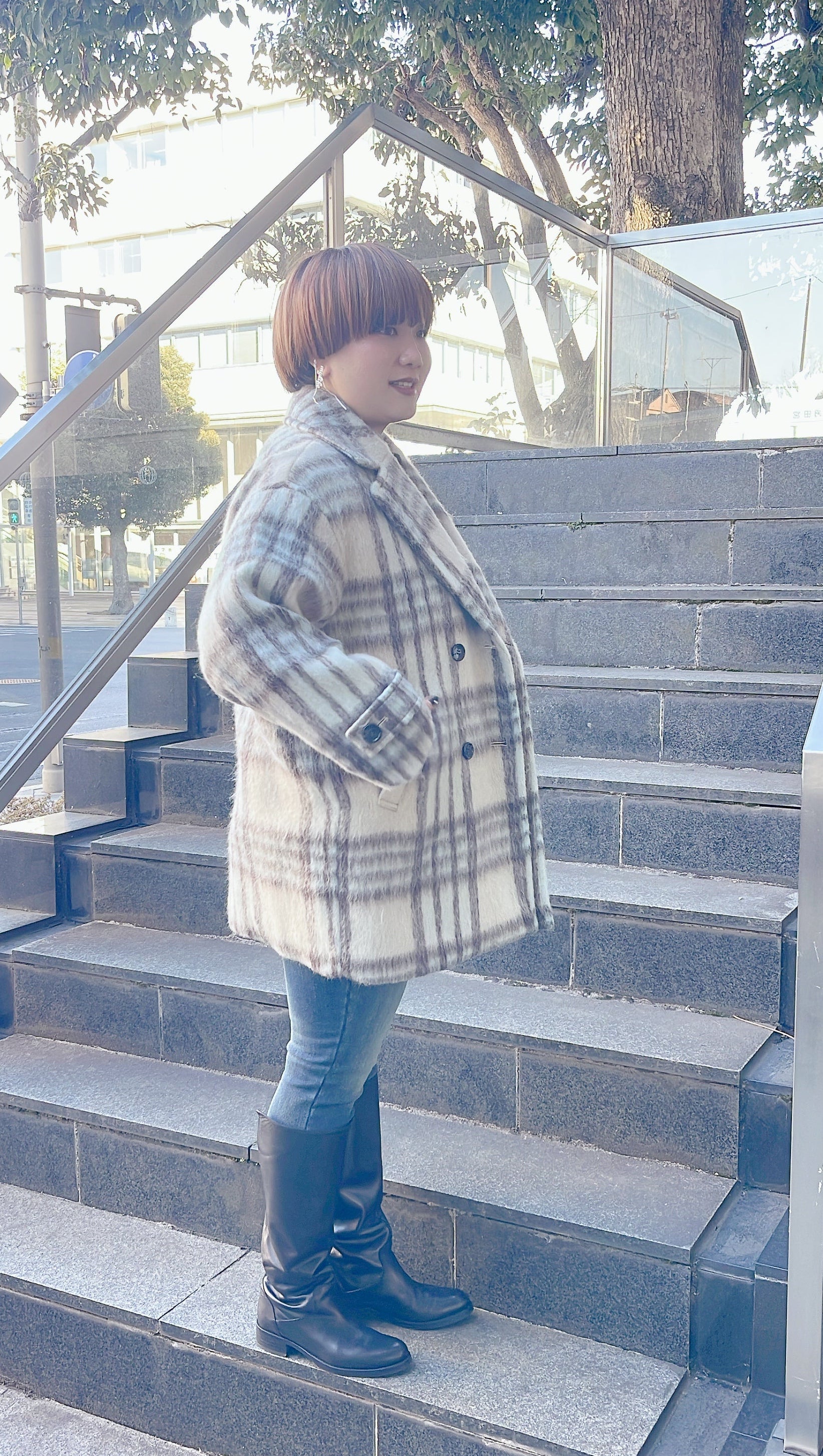 シャギーチェックPコート C'EST MOI/21243405