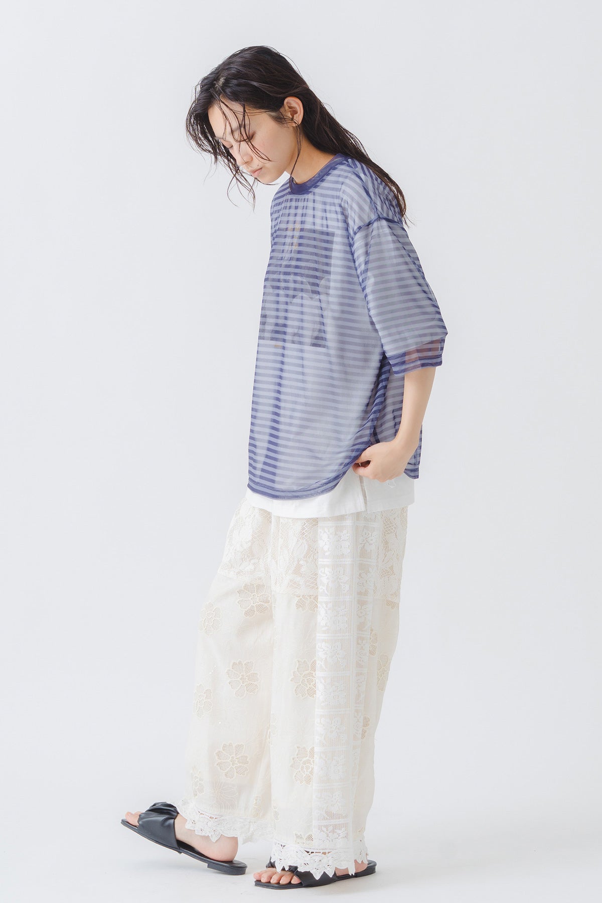 【WHYTO.】シアーボーダーT/WHT27HCS4034