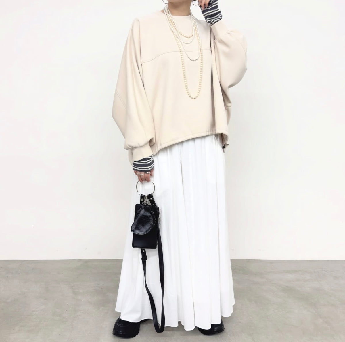 【NUS】クリーンボンディングライクジャージ バック刺繍ドルマンデザイントップス/652-35557
