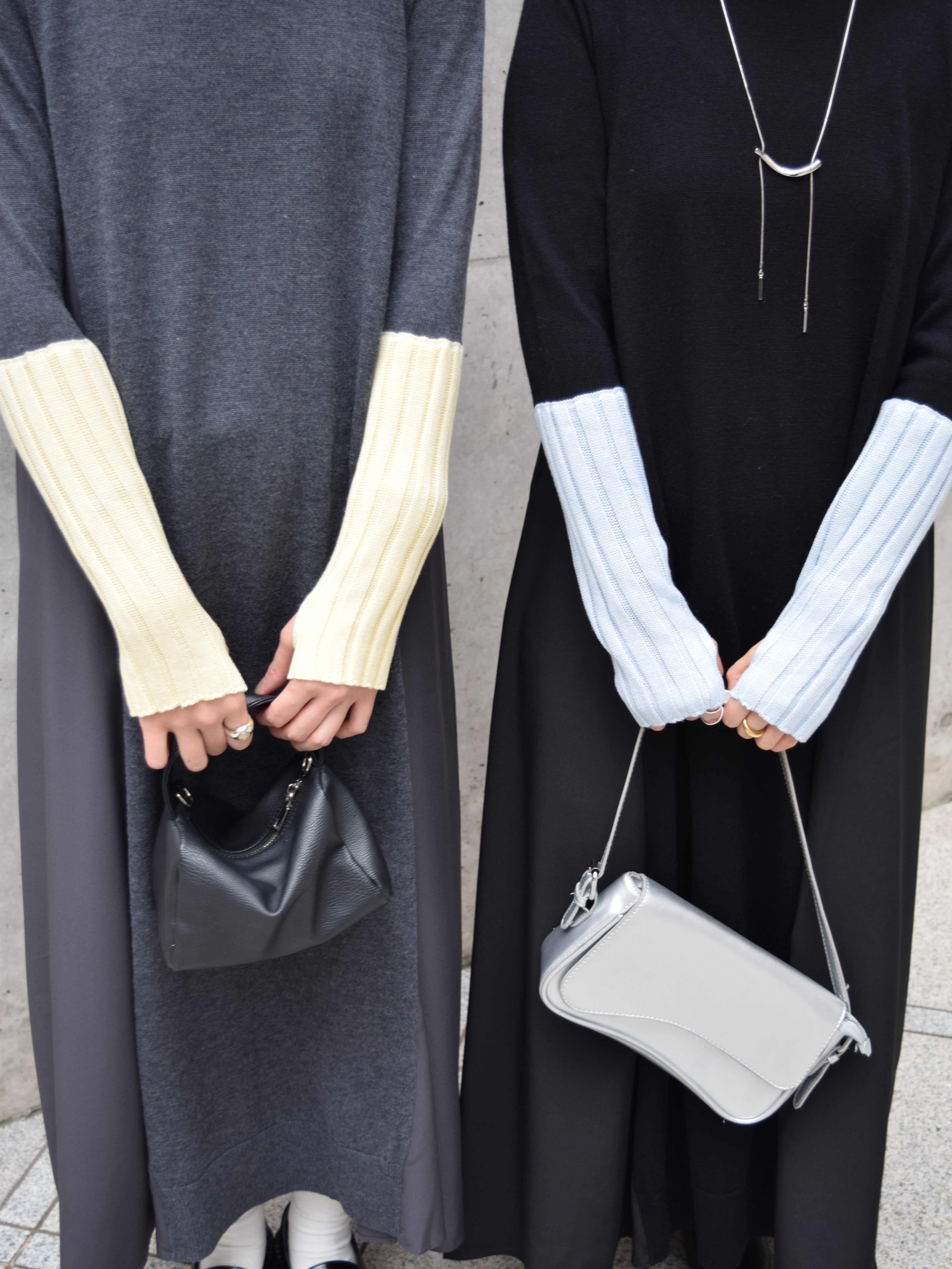 【ROSIEE】アームウォーマーライク布帛ドッキングニット/R781215