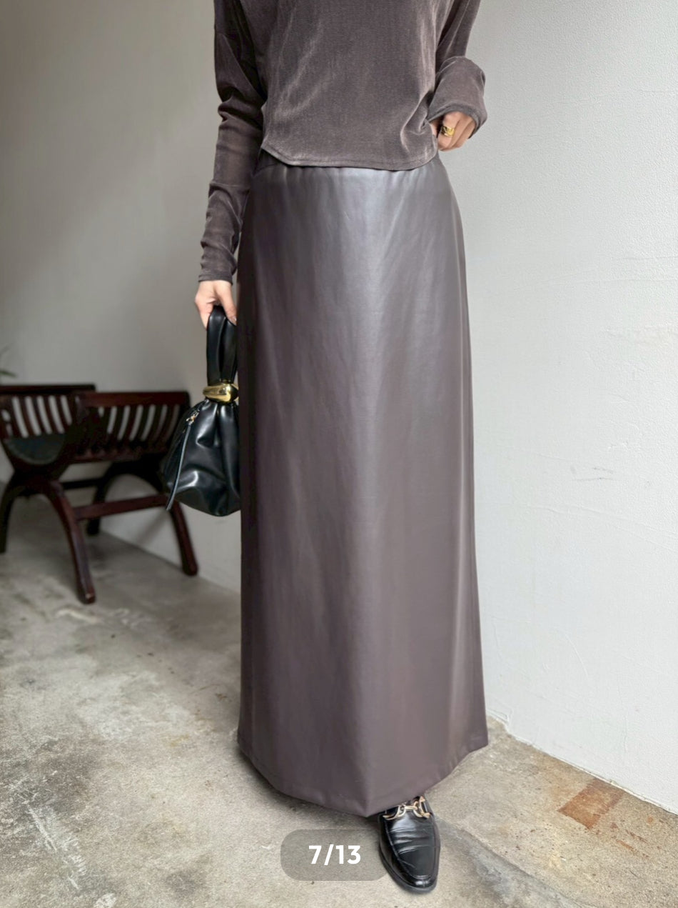 【cafune】エコレザーバックフレアスカート/545620