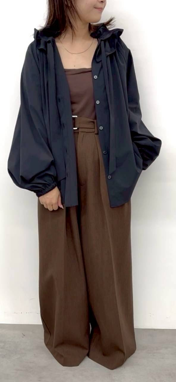 【CLOCHE】フリル襟長袖ブラウス/610-85013