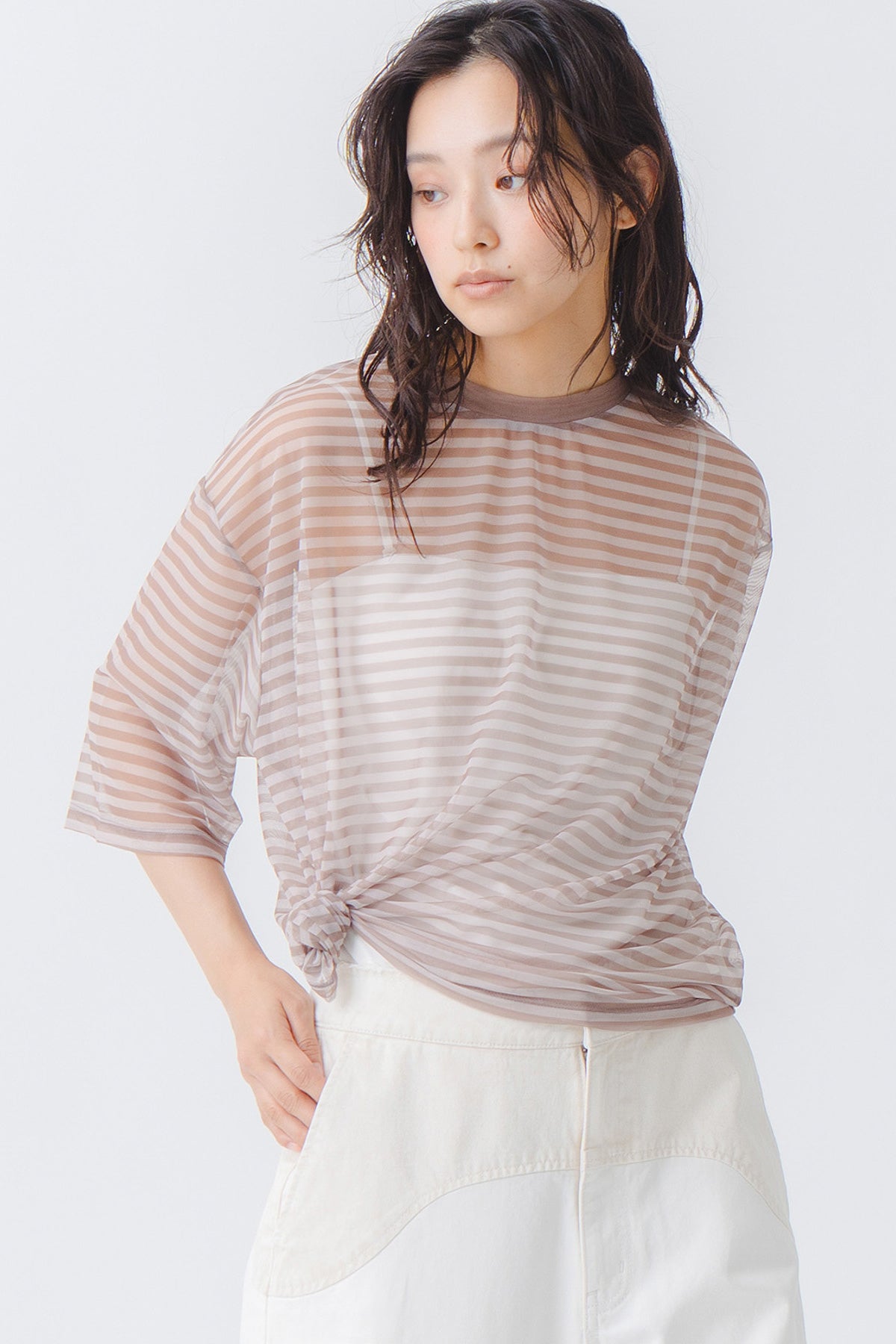 【WHYTO.】シアーボーダーT/WHT27HCS4034