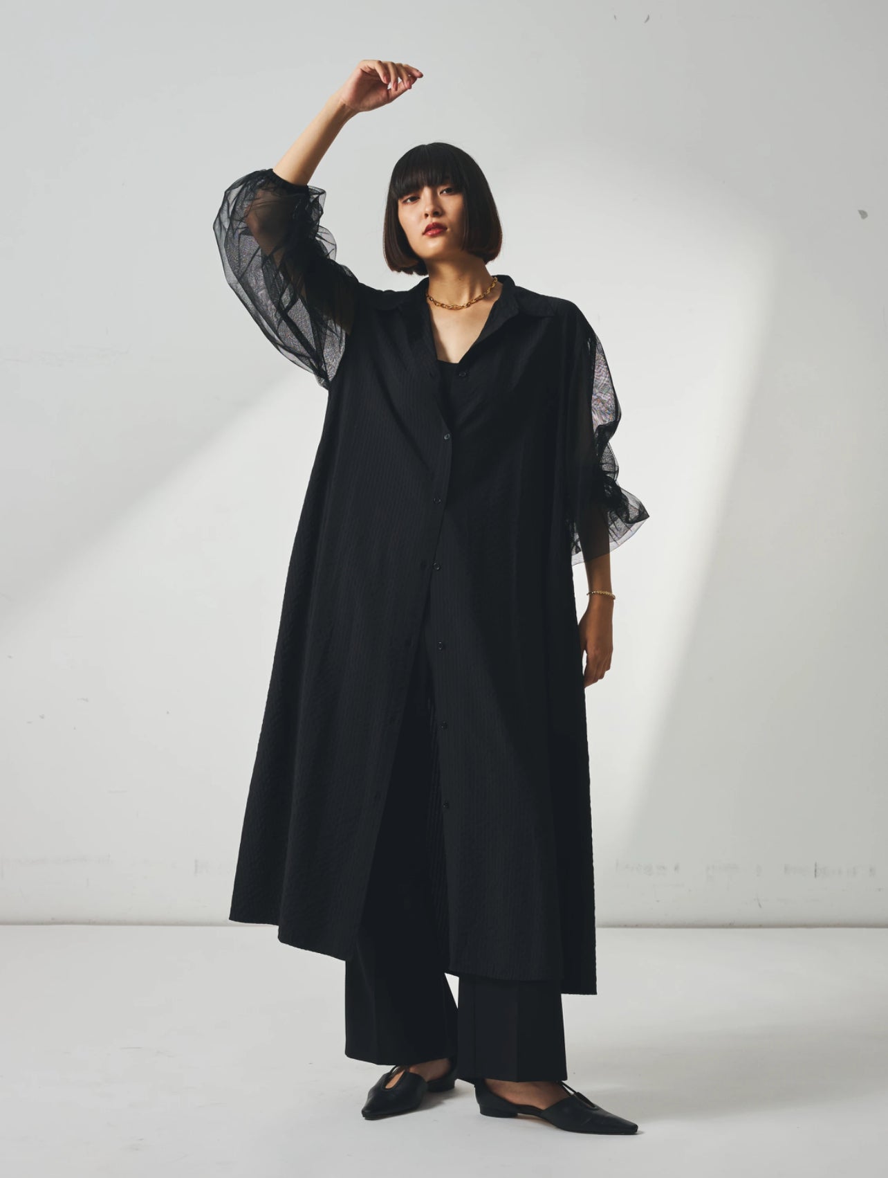 チュールコンビシャツワンピース Arumlily by COOMB/RD10163