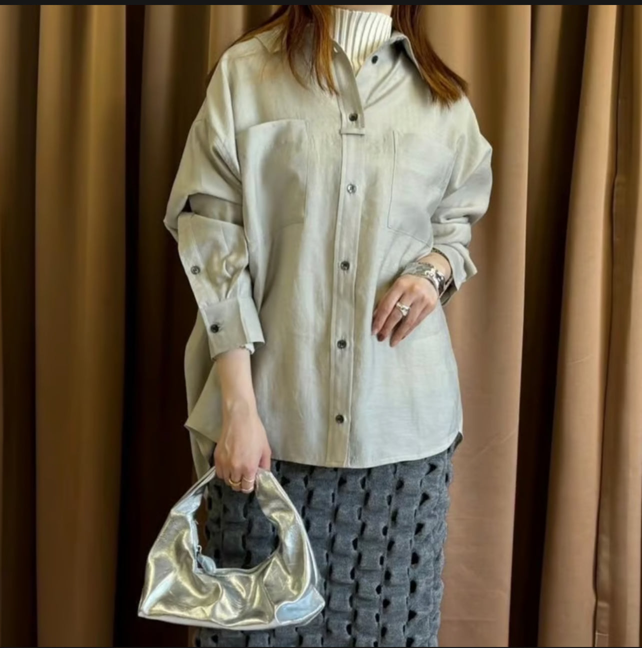 【ROSIEE】CB釦ゆったりシャツブラウス/ R073203