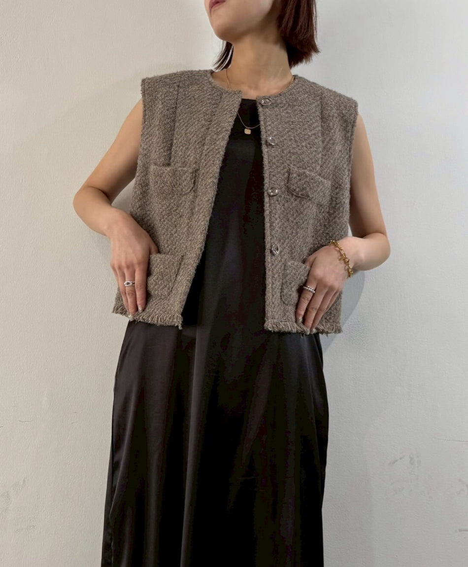 【cafune】ツイードフリンジベスト/535407