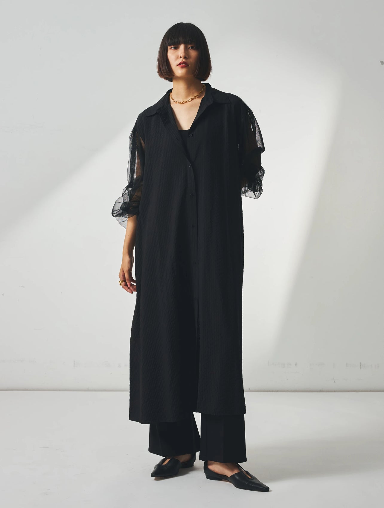 チュールコンビシャツワンピース Arumlily by COOMB/RD10163