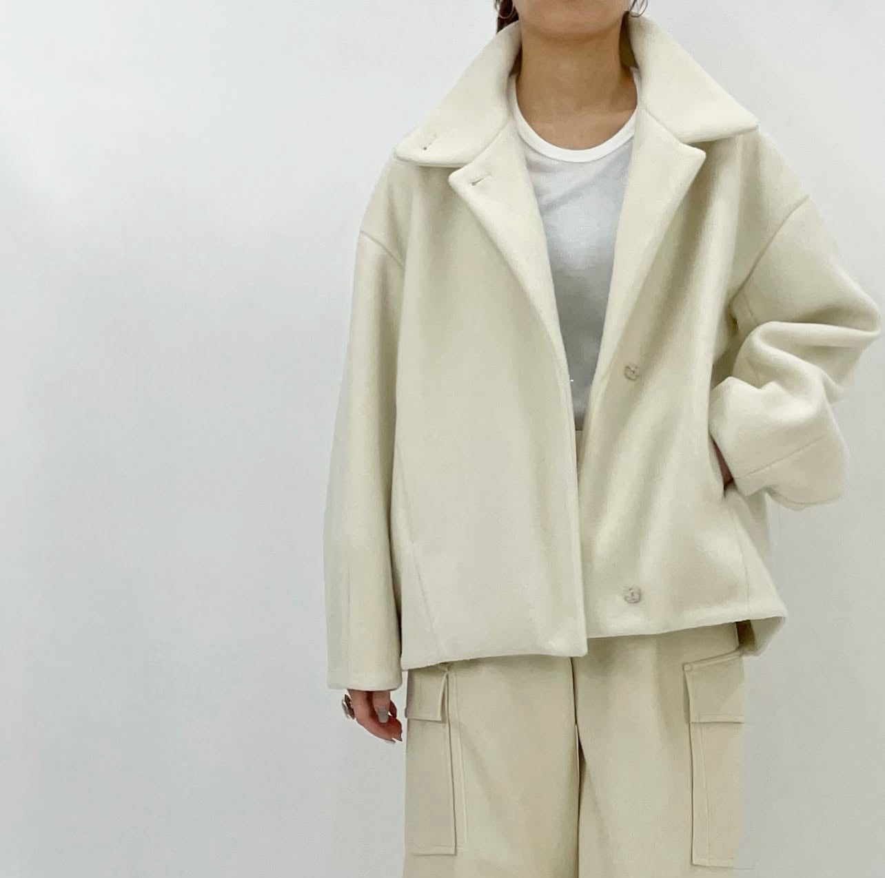 【cafune】ウールライクジャージスタンドジャケット/445401