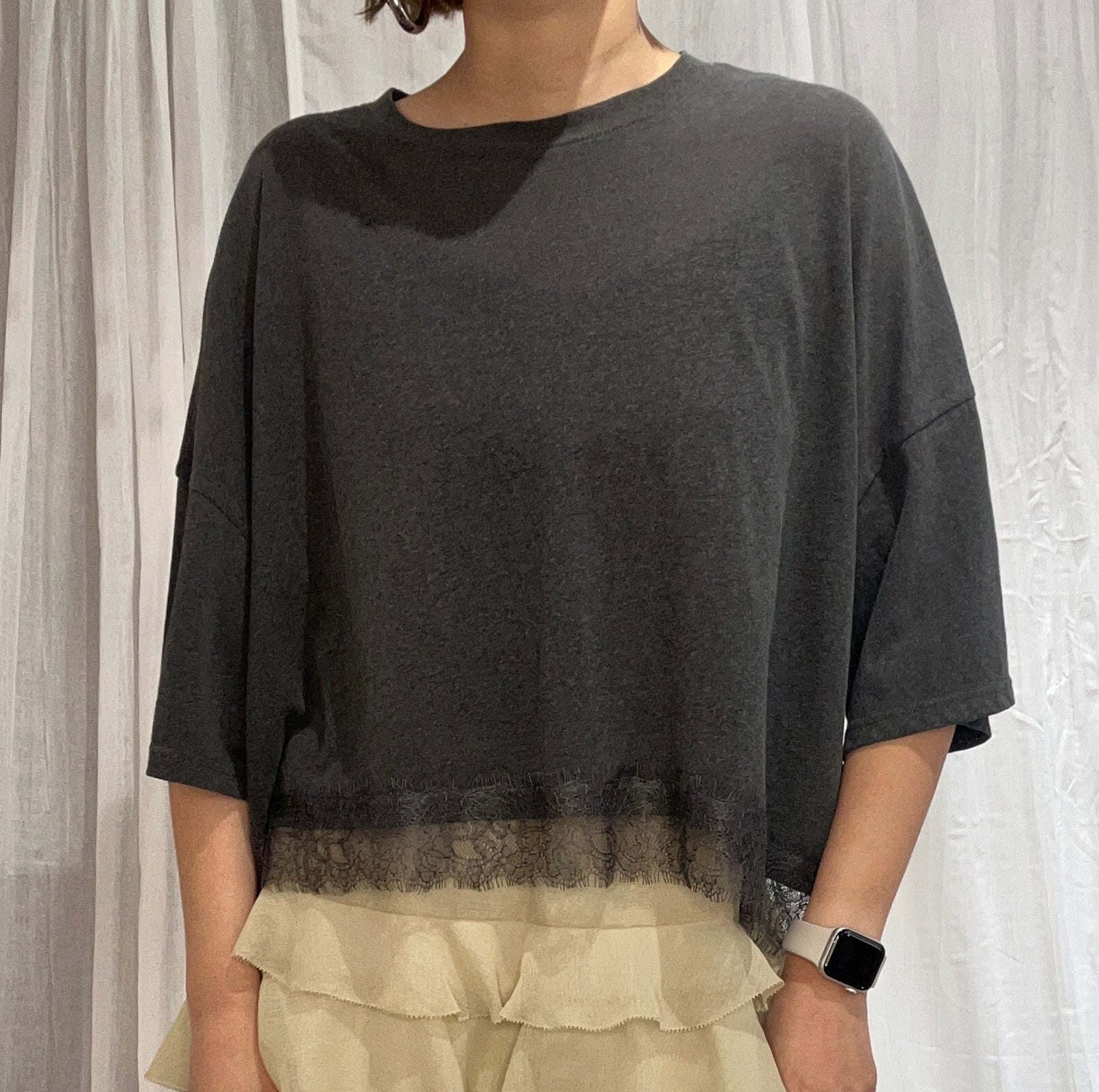 【PRIORITY】レースヘムシャツ/P66091SP