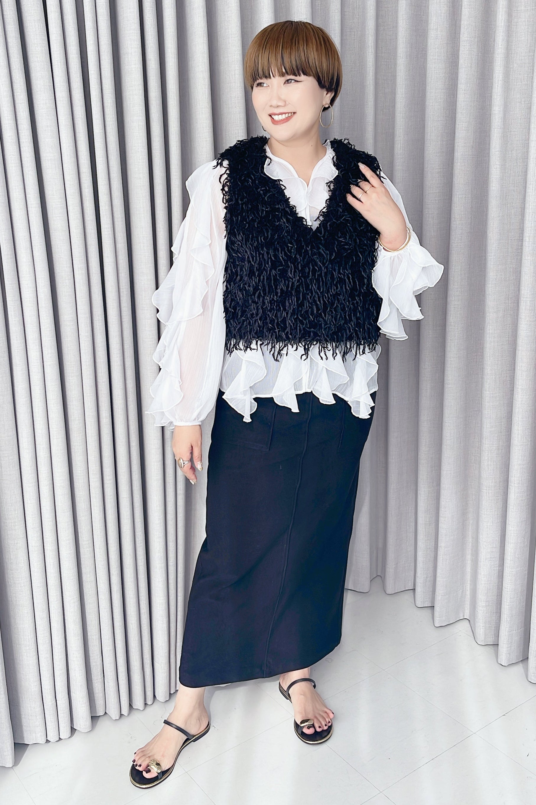 【ayane】楊柳シフォンブラウス/855729