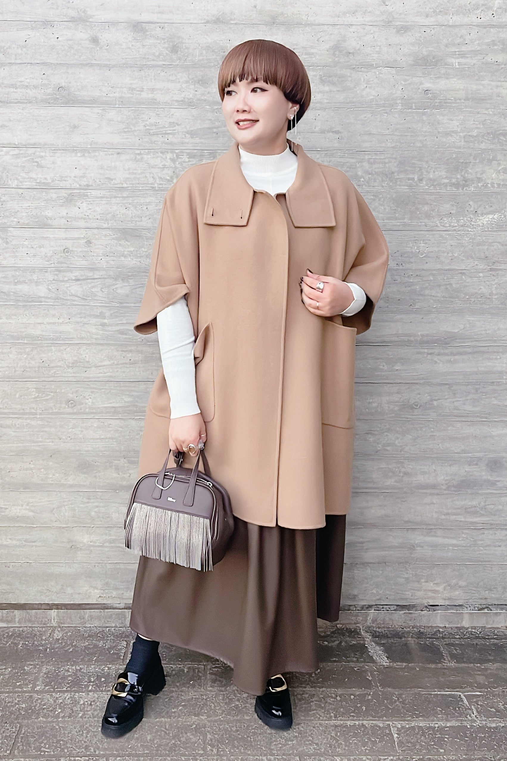 【CLOCHE】ダブルフェイスポンチョコート/55284504