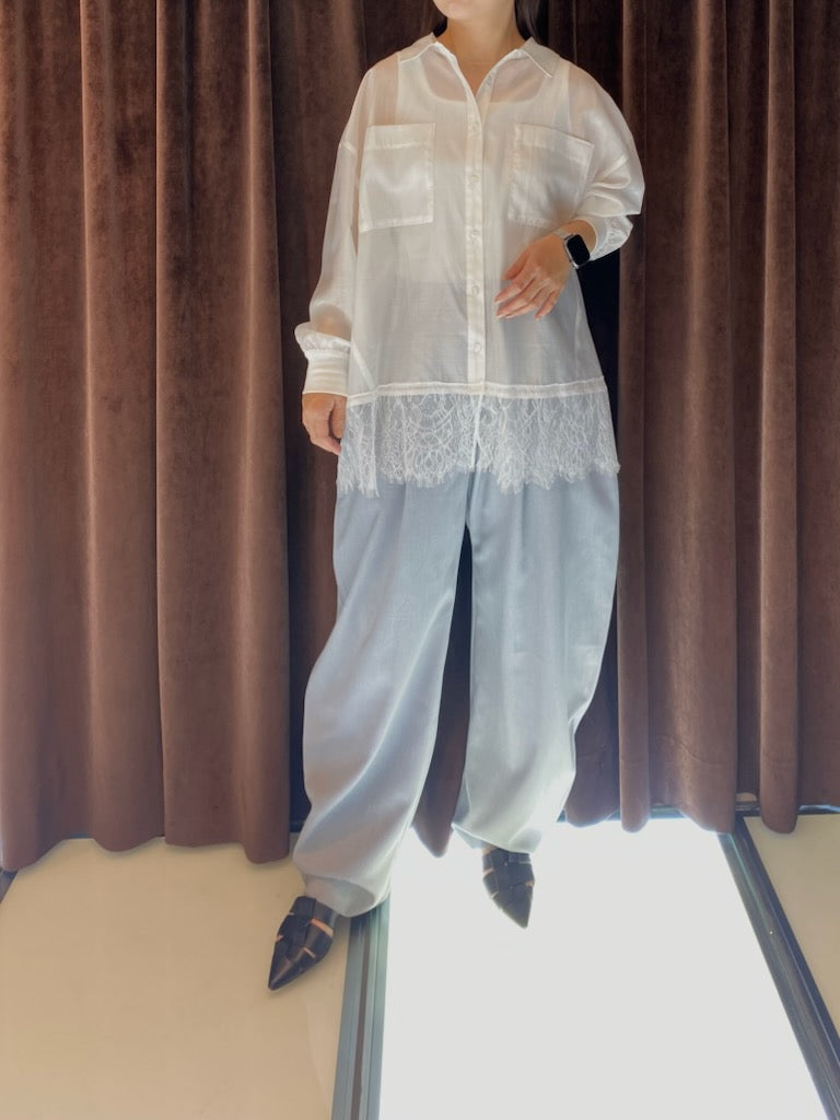 【ROSIEE】裾レースシアーシャツ/R813208