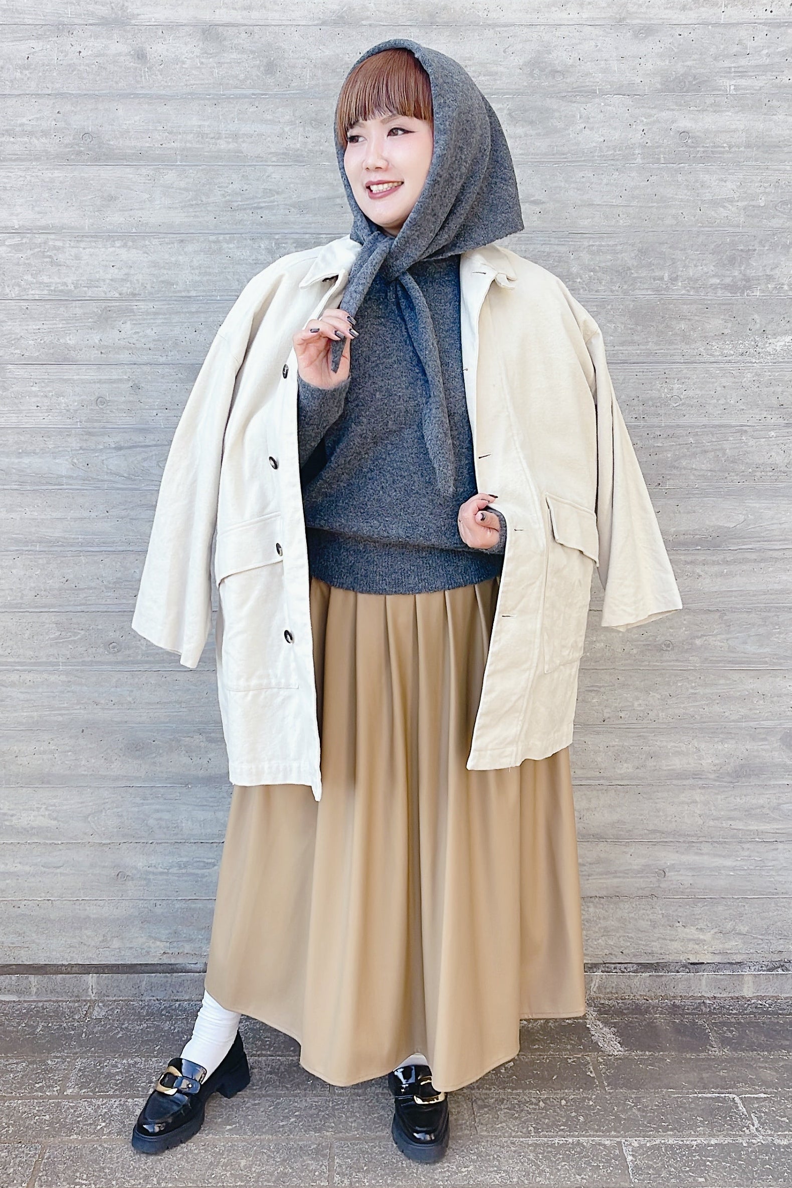 【CLOCHE】三角ストール付きニット/552-85606