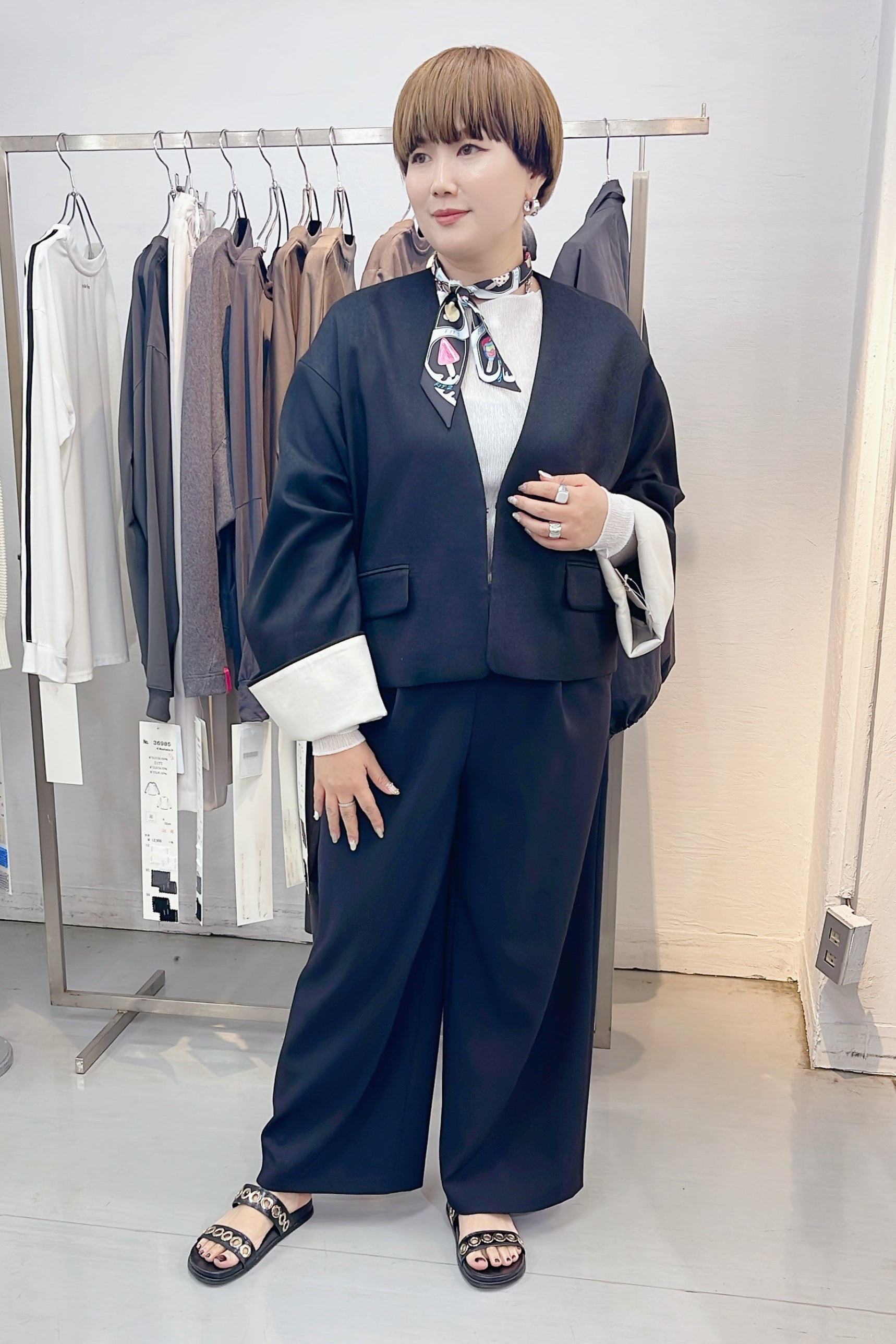 【cafune】ダブルニットイージーワイドパンツ/535632