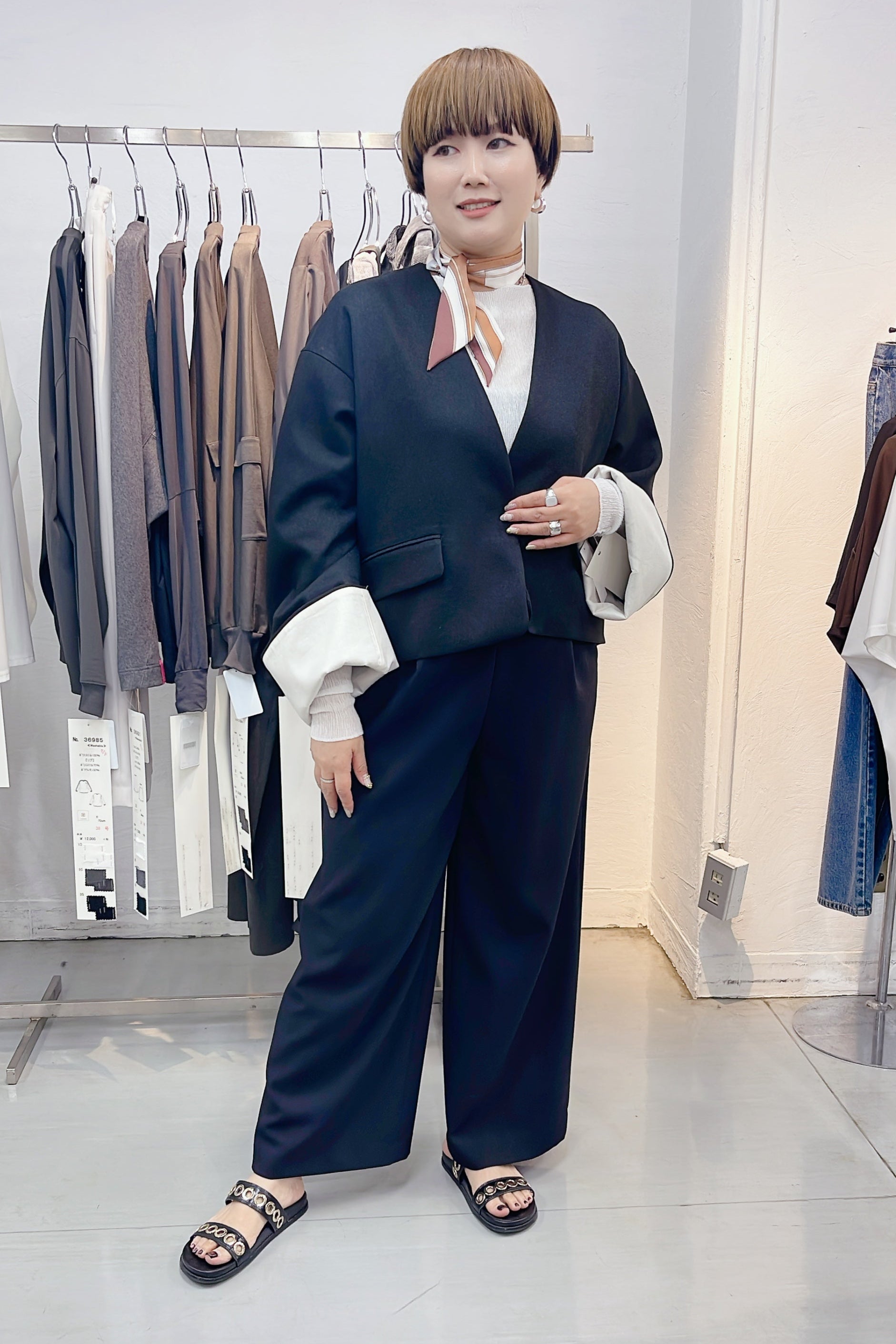 【cafune】ダブルニットイージーワイドパンツ/535632