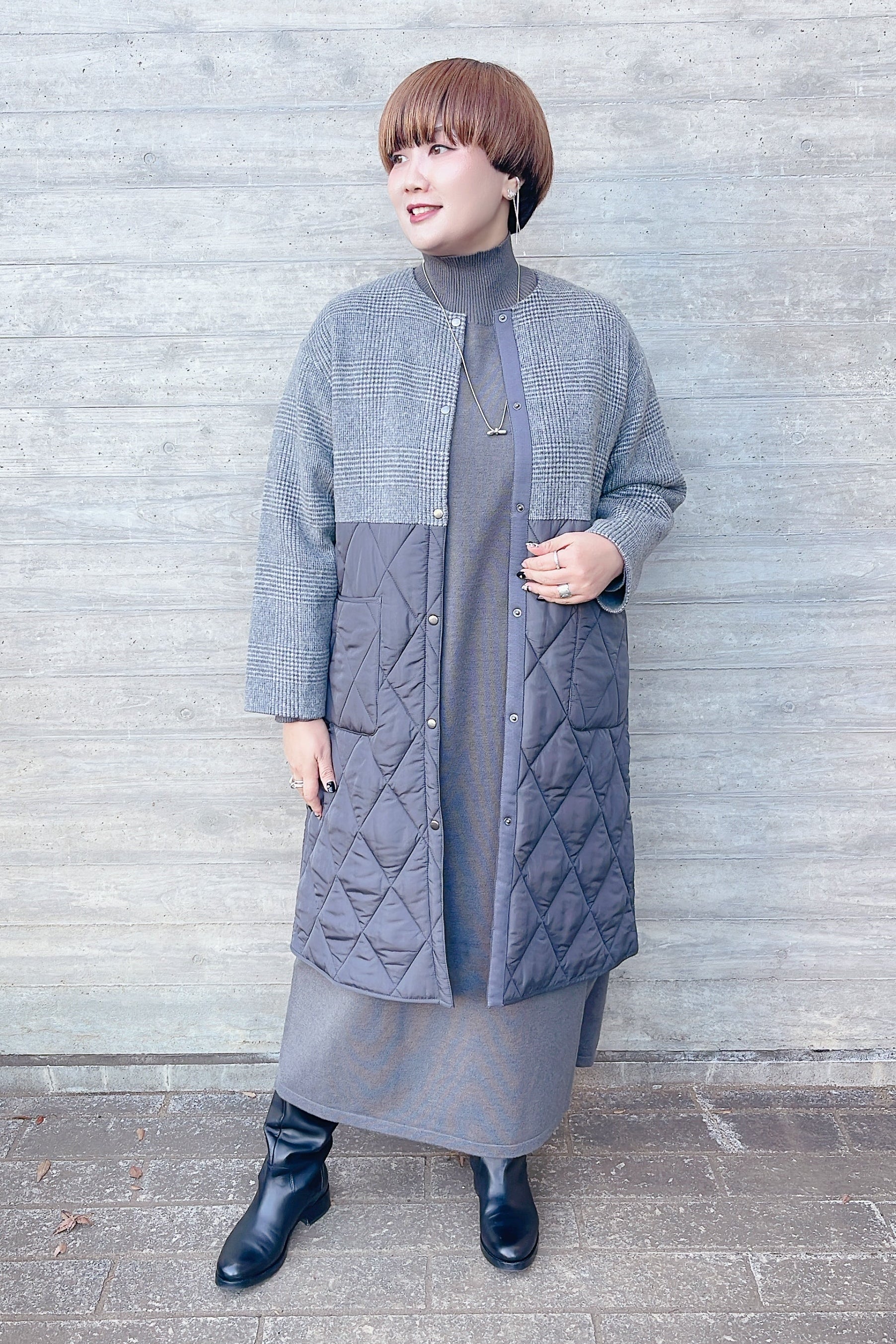 【SUGAR ROSE】リブデザインハイネックニットワンピース/246004