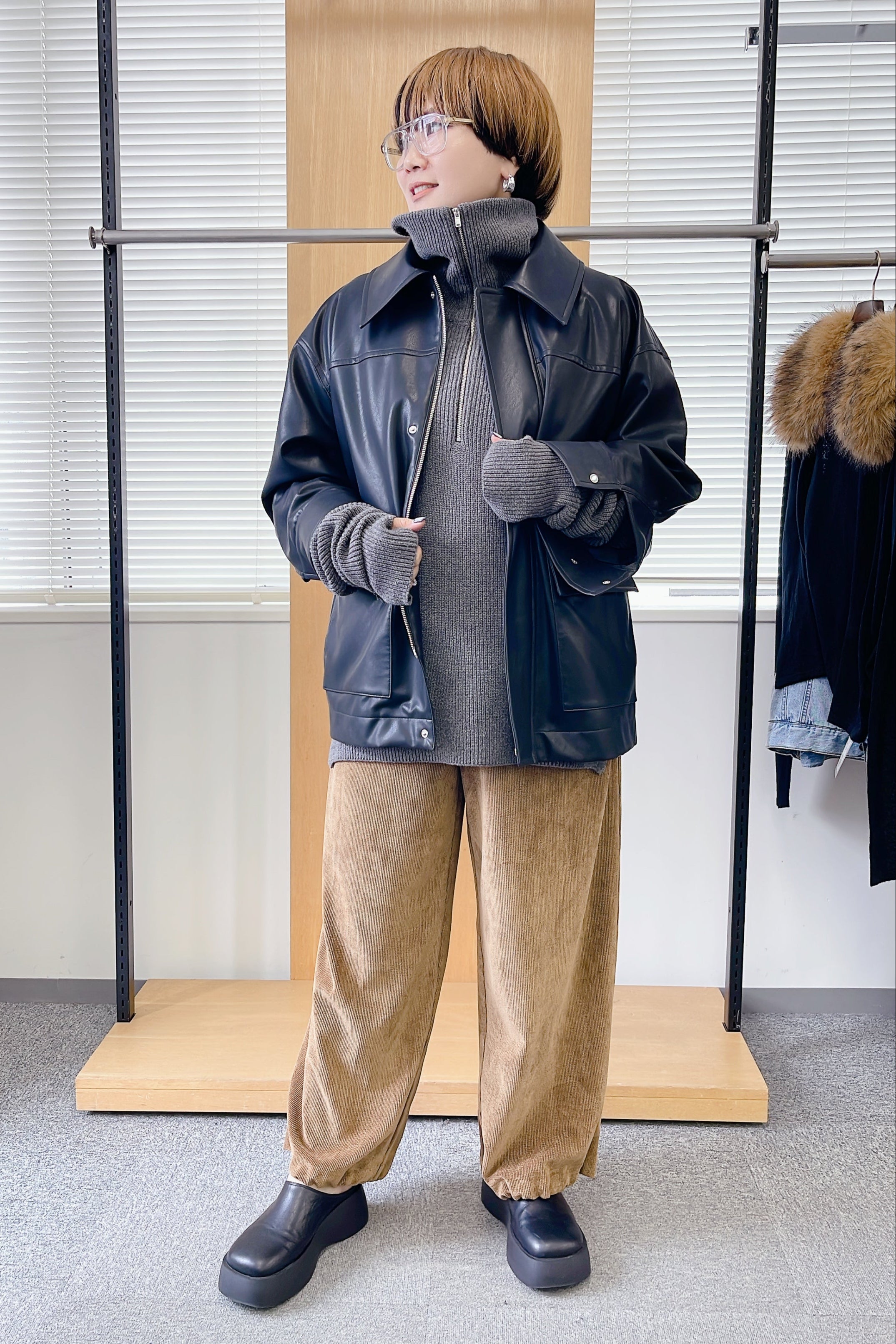 【PRIORITY】ライトコーデュロイ裾ドロスト2wayワイドパンツ/P57111BF