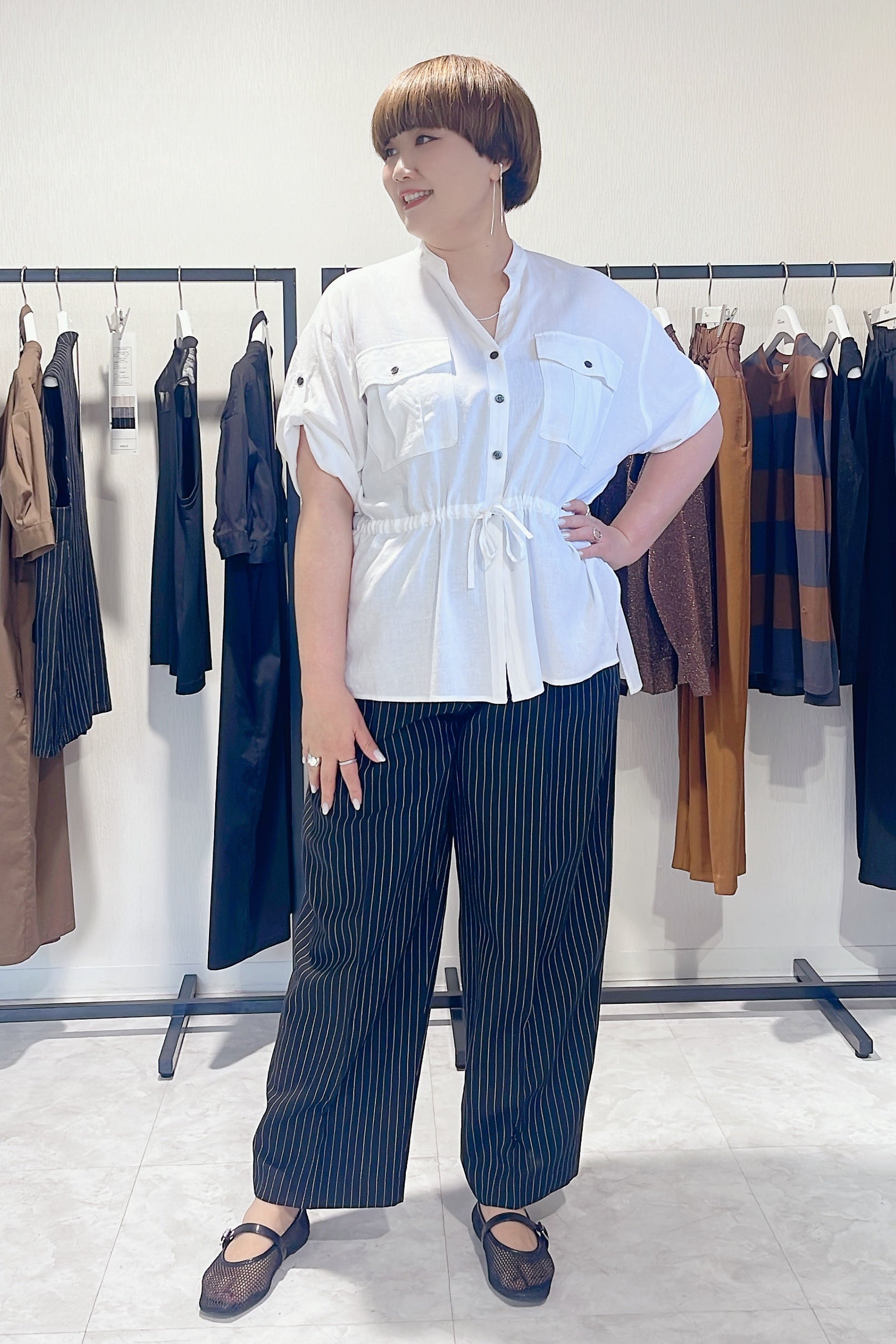 【Ordinary】スキッパーバンドカラーシャツ/BO26-513B