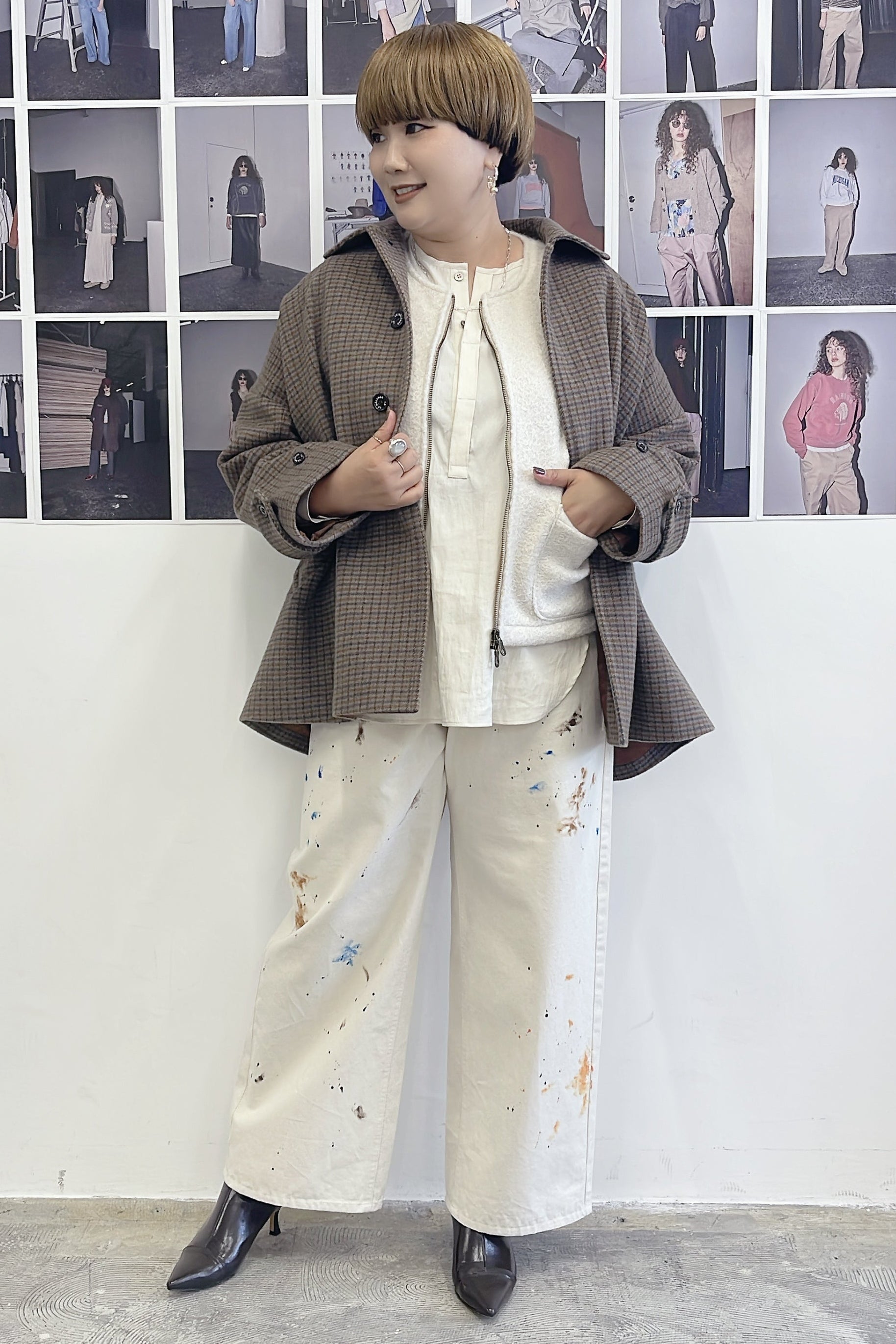 【LE MÉLANGE】ペイント加工ワイドパンツ/8653501