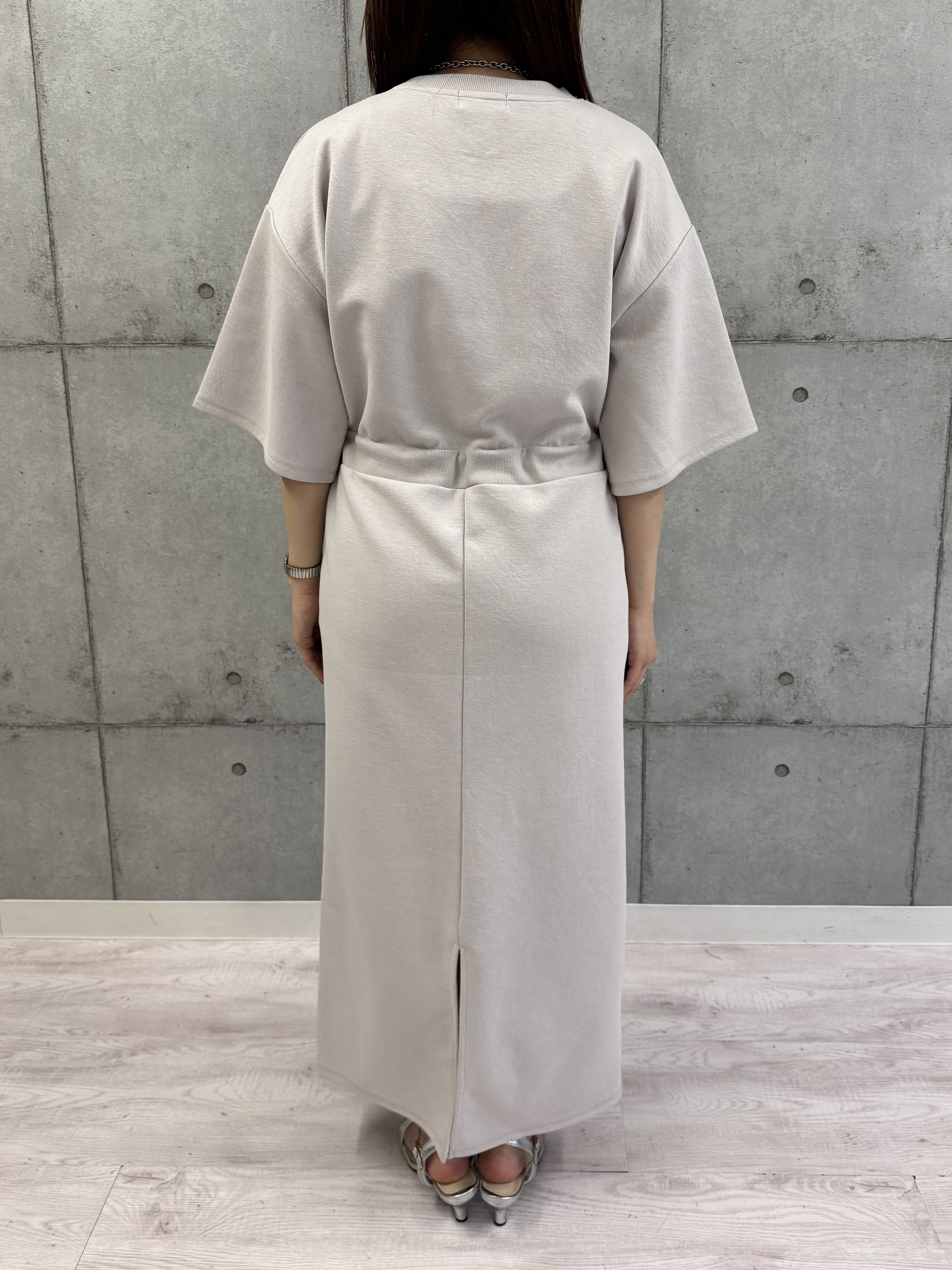 【ROSIEE】ロゴ刺繍ウエストマーク5分袖ワンピース/R810312