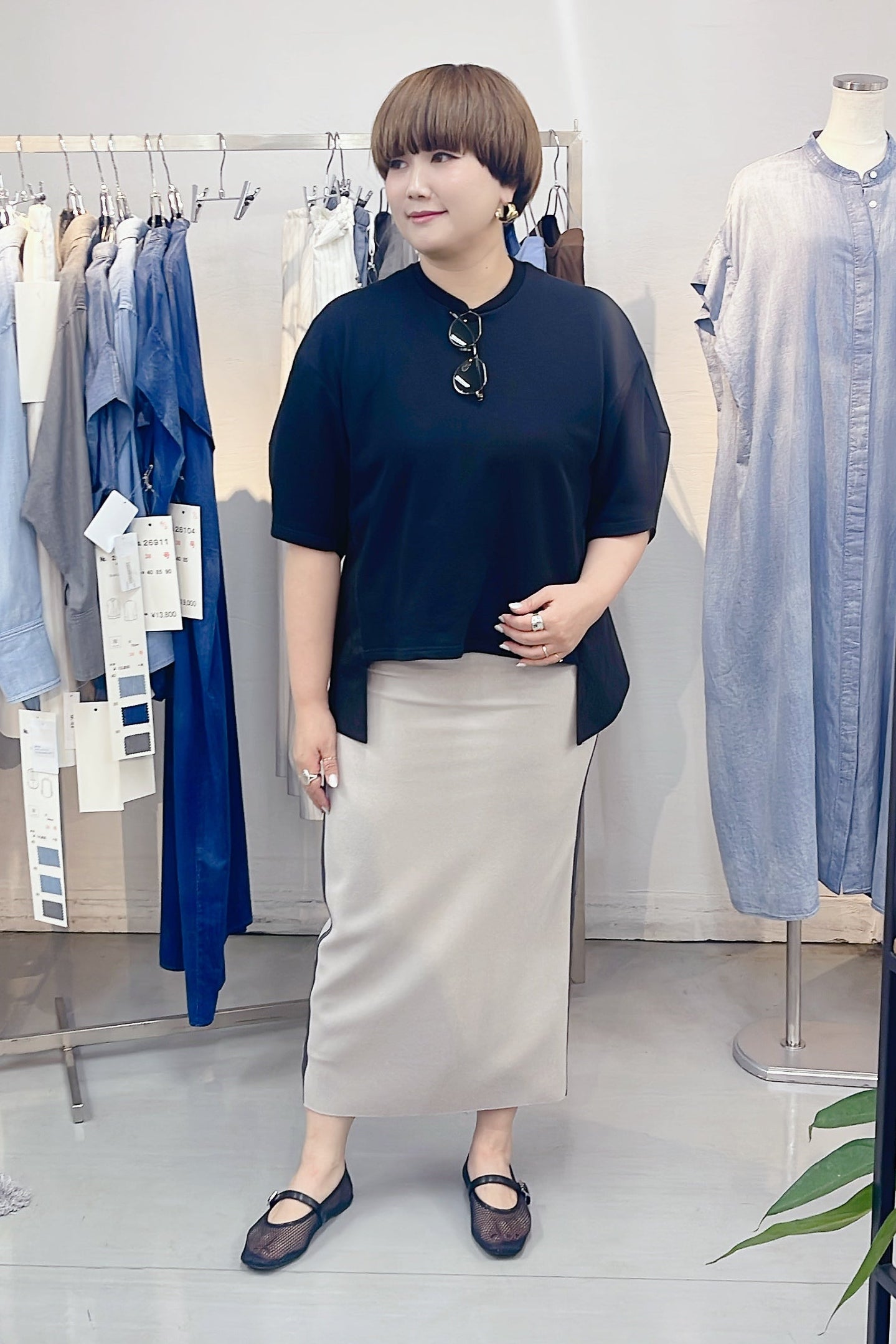 【PASSIONE】デザイン異素材プルオーバー/26933