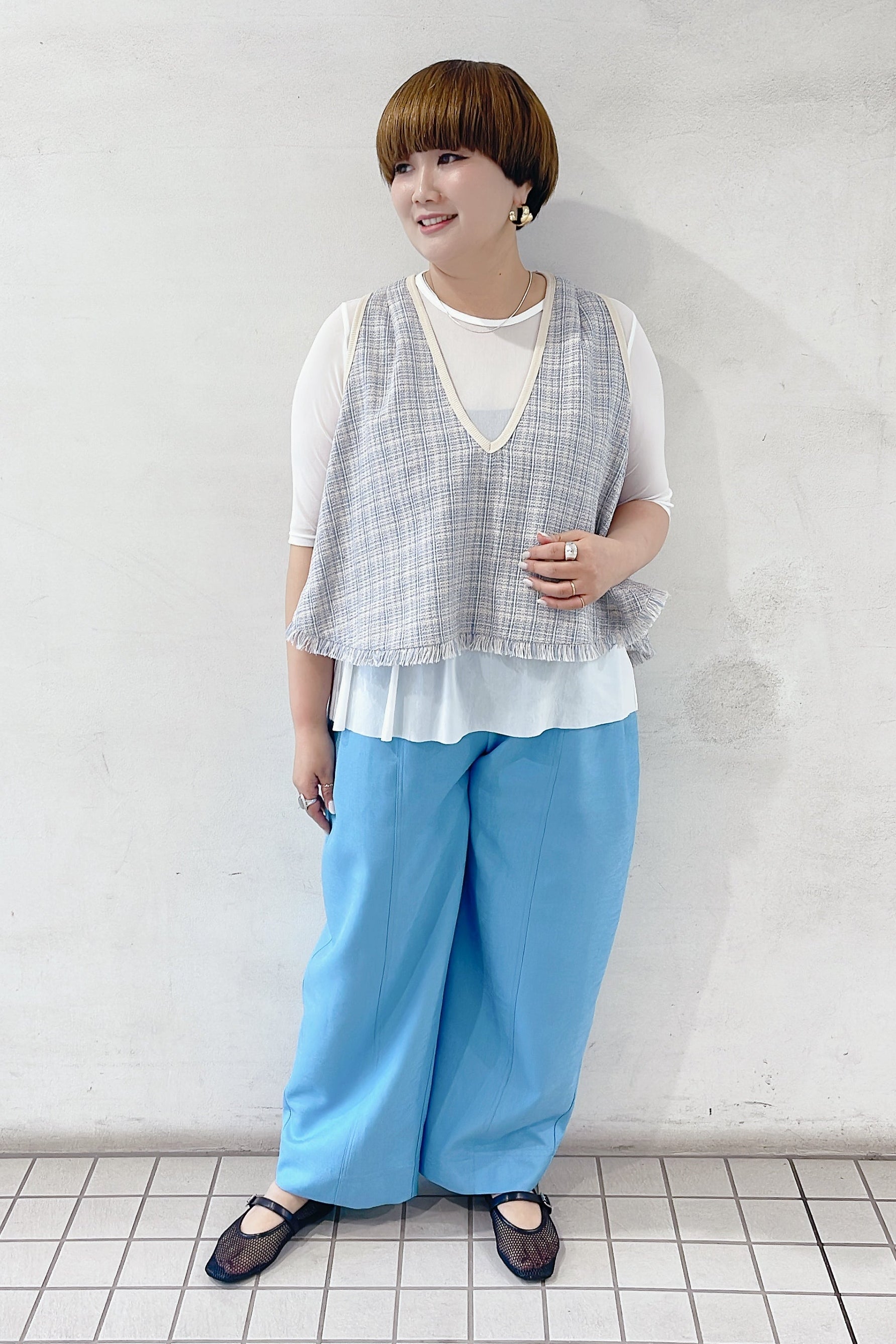 【CYAN TOKYO】アシメギャザーチュールトップス/601462