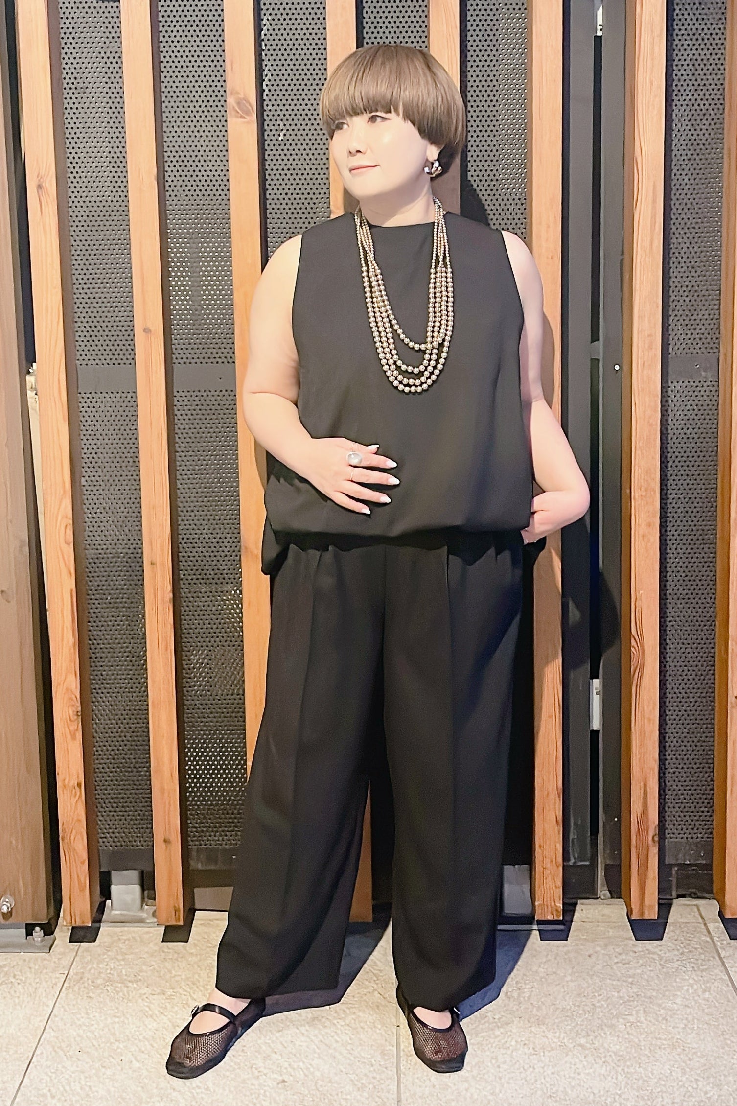 【MARGAUX VINTAGE】バルーンヘムノースリーブブラウス/MG BL-26056-S