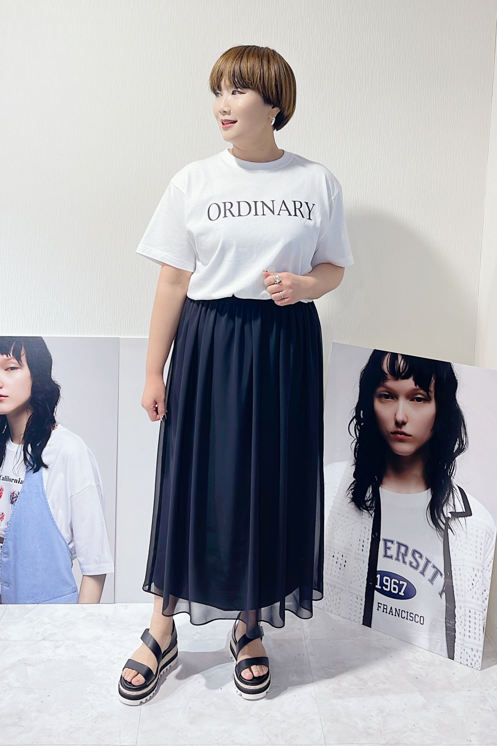 【Ordinary】シフォンコネクトTシャツドレス/BO25-105T