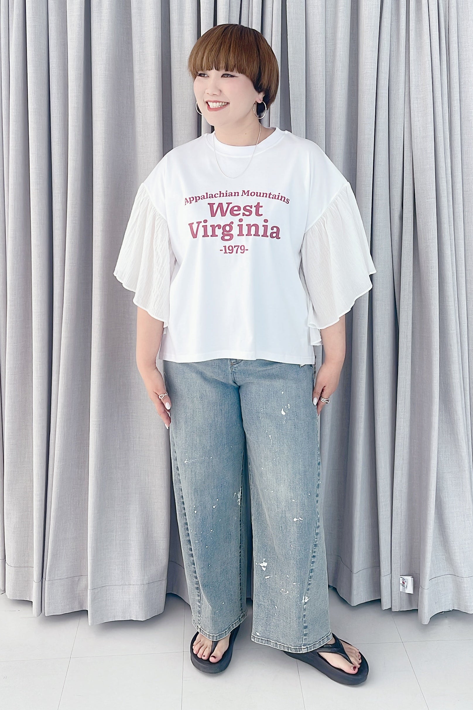 【ayane】ひらひらスリーブロゴTシャツ/826516