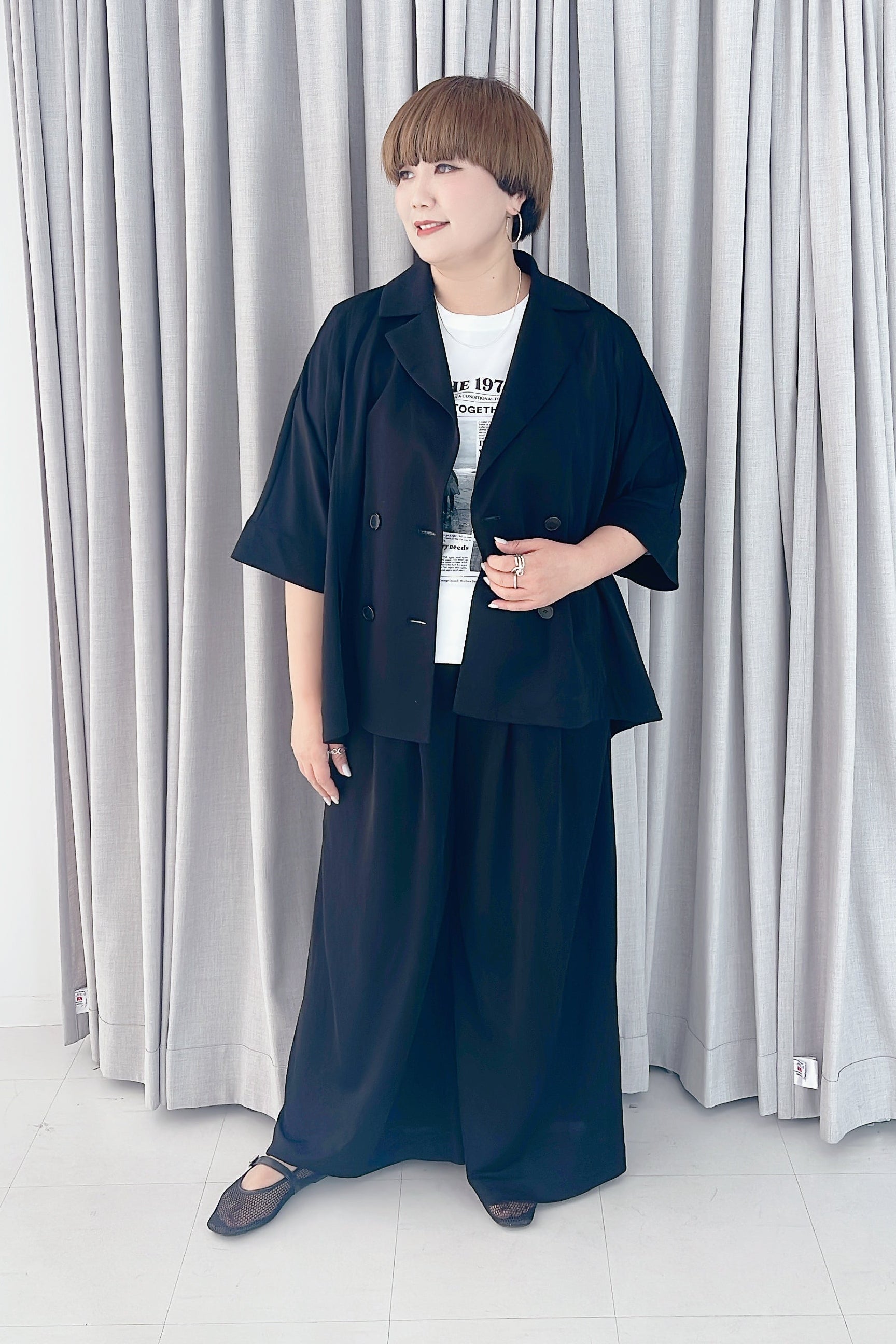 goa ワイドパンツ 亜熱帯 クールタッチカラータイプライター ワイドパンツ