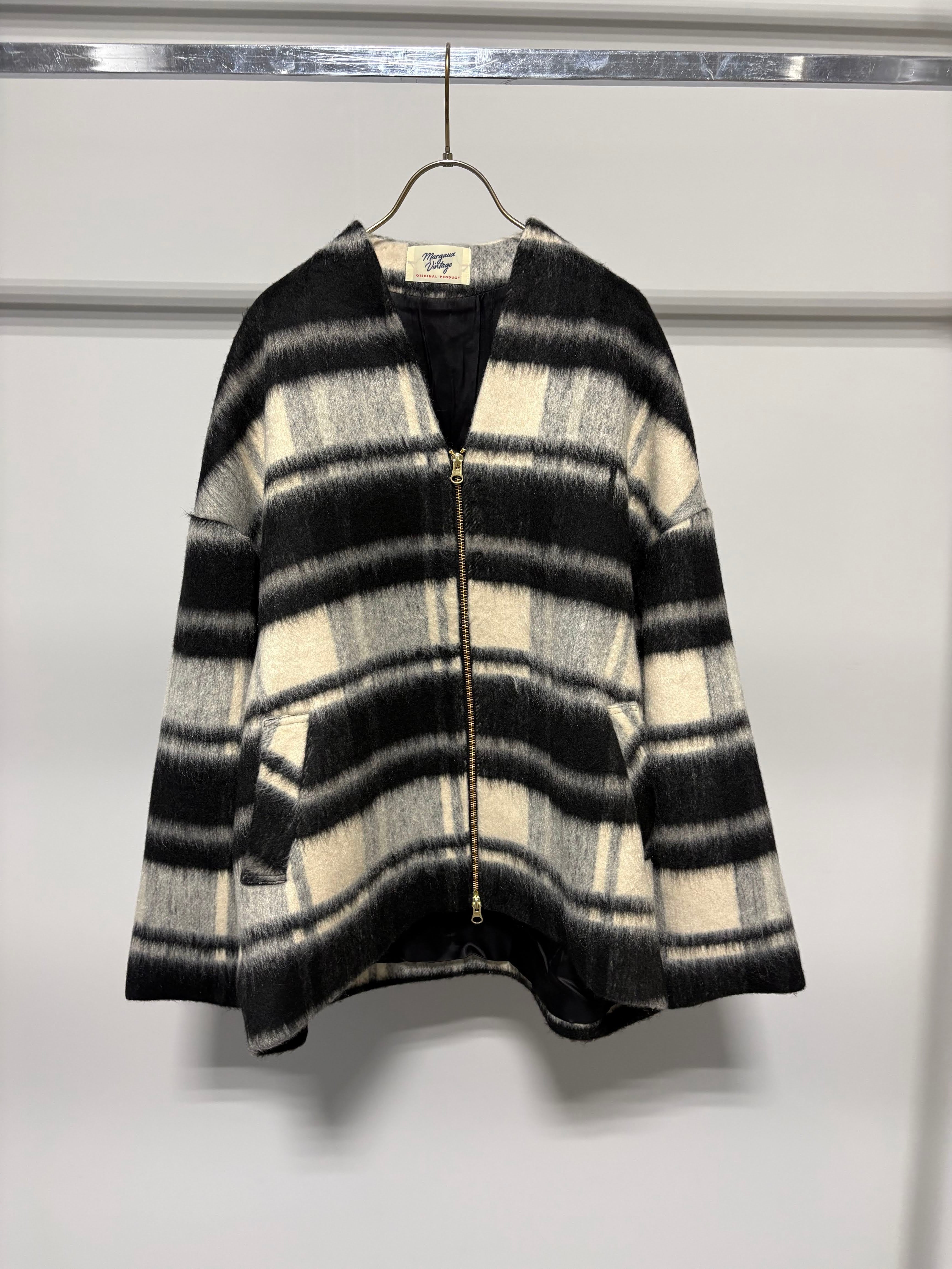 【MARGAUX VINTAGE】シャギージップアップコート チェック/MG CO-26129-A