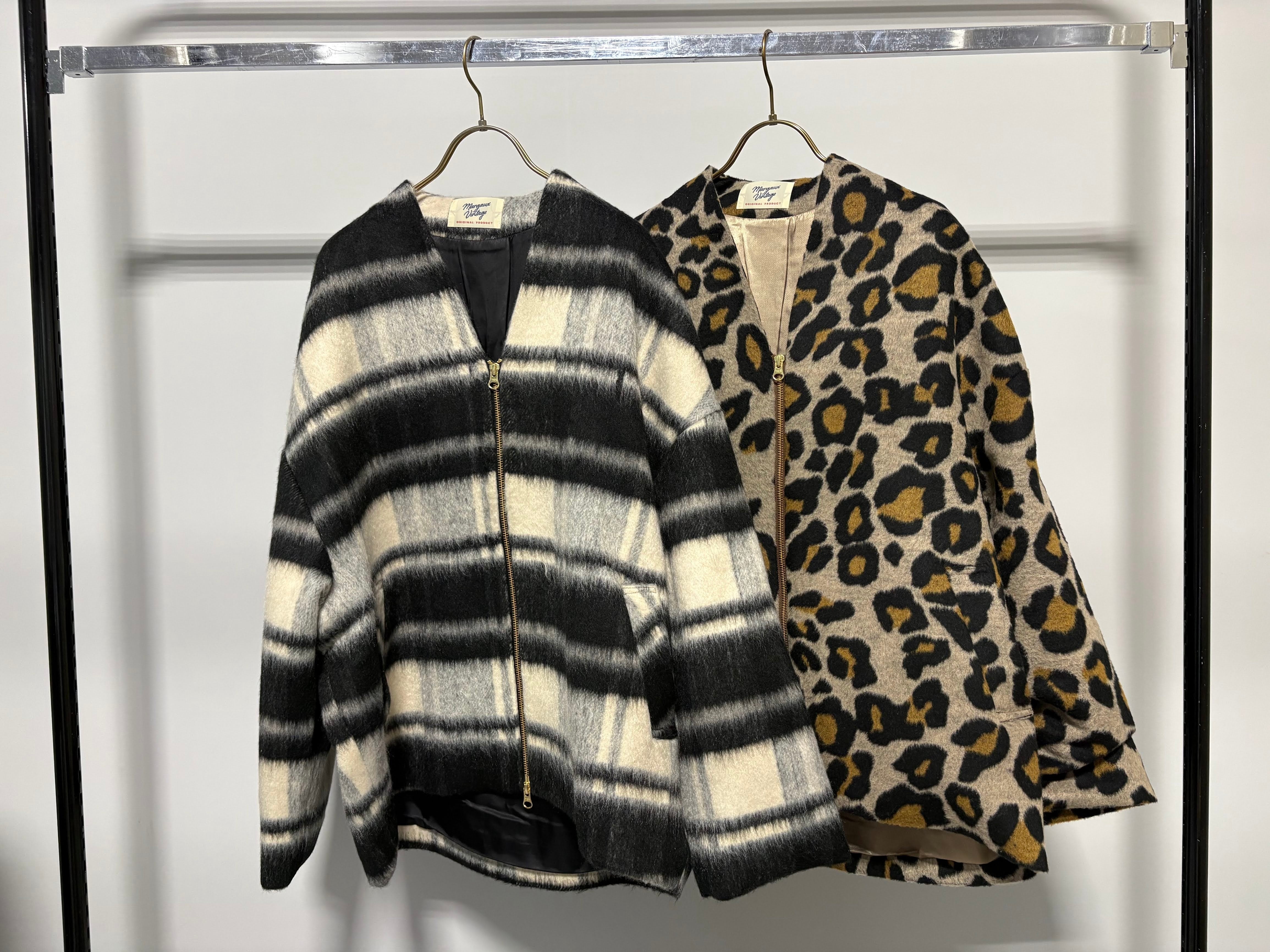 【MARGAUX VINTAGE】シャギージップアップコート チェック/MG CO-26129-A