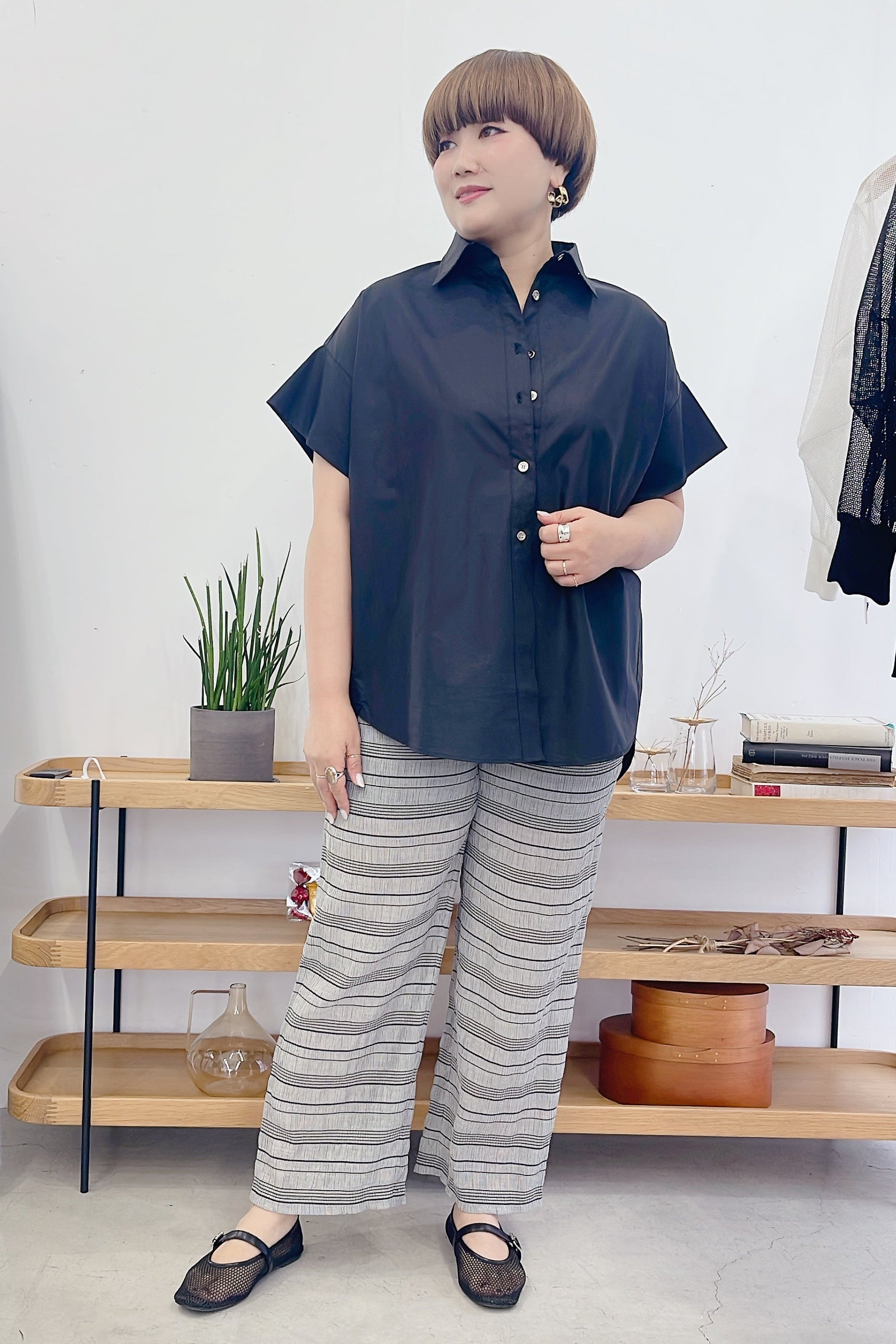 【RILATO】シャーリングボーダーパンツ/R26269