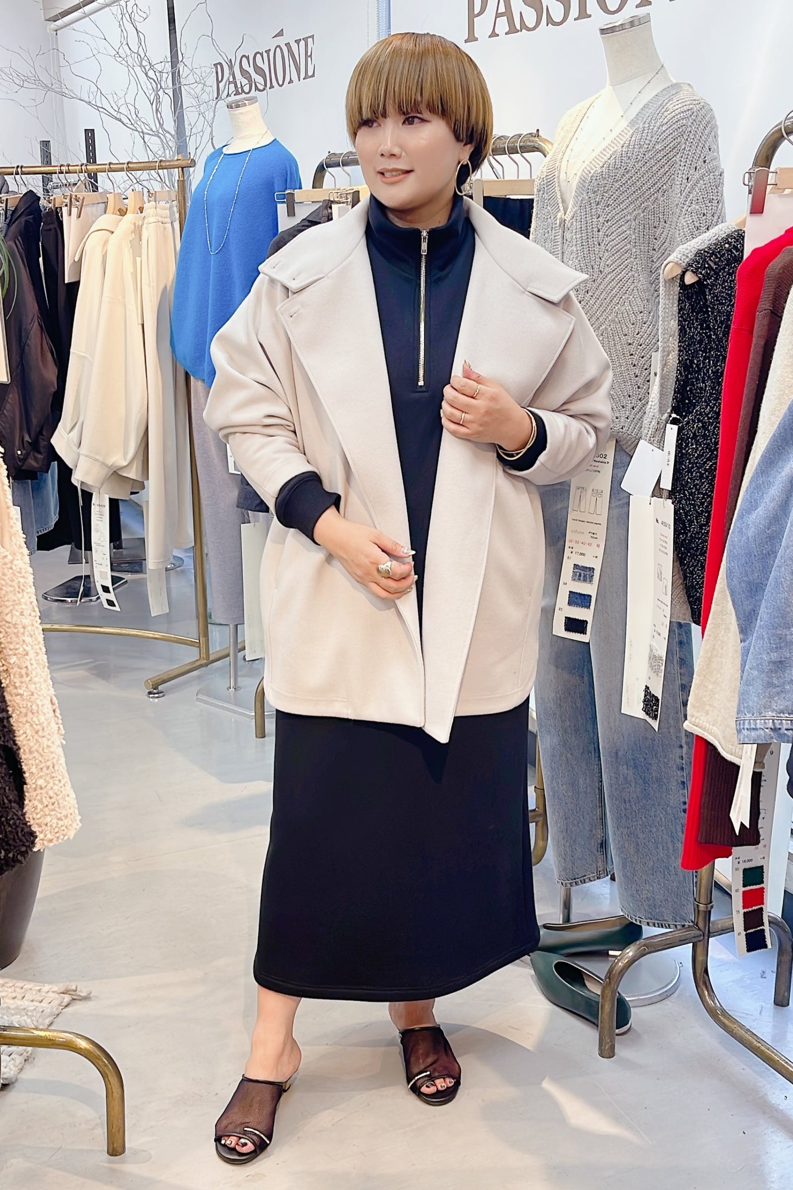 【cafune】FAMMETハーフジップワンピース/545101