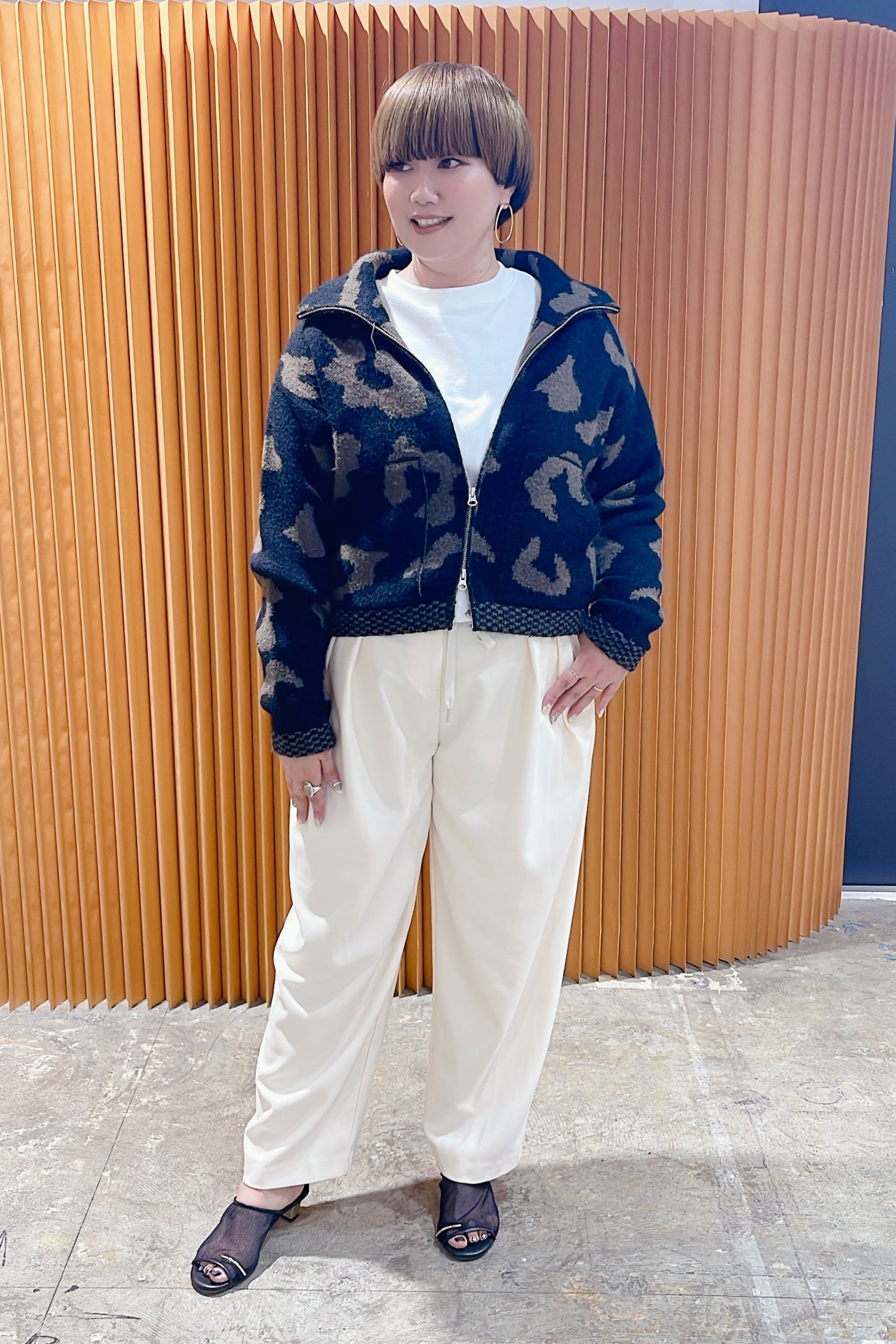 【MARGAUX VINTAGE】ジャガードニットブルゾン/MG KN-25130-A