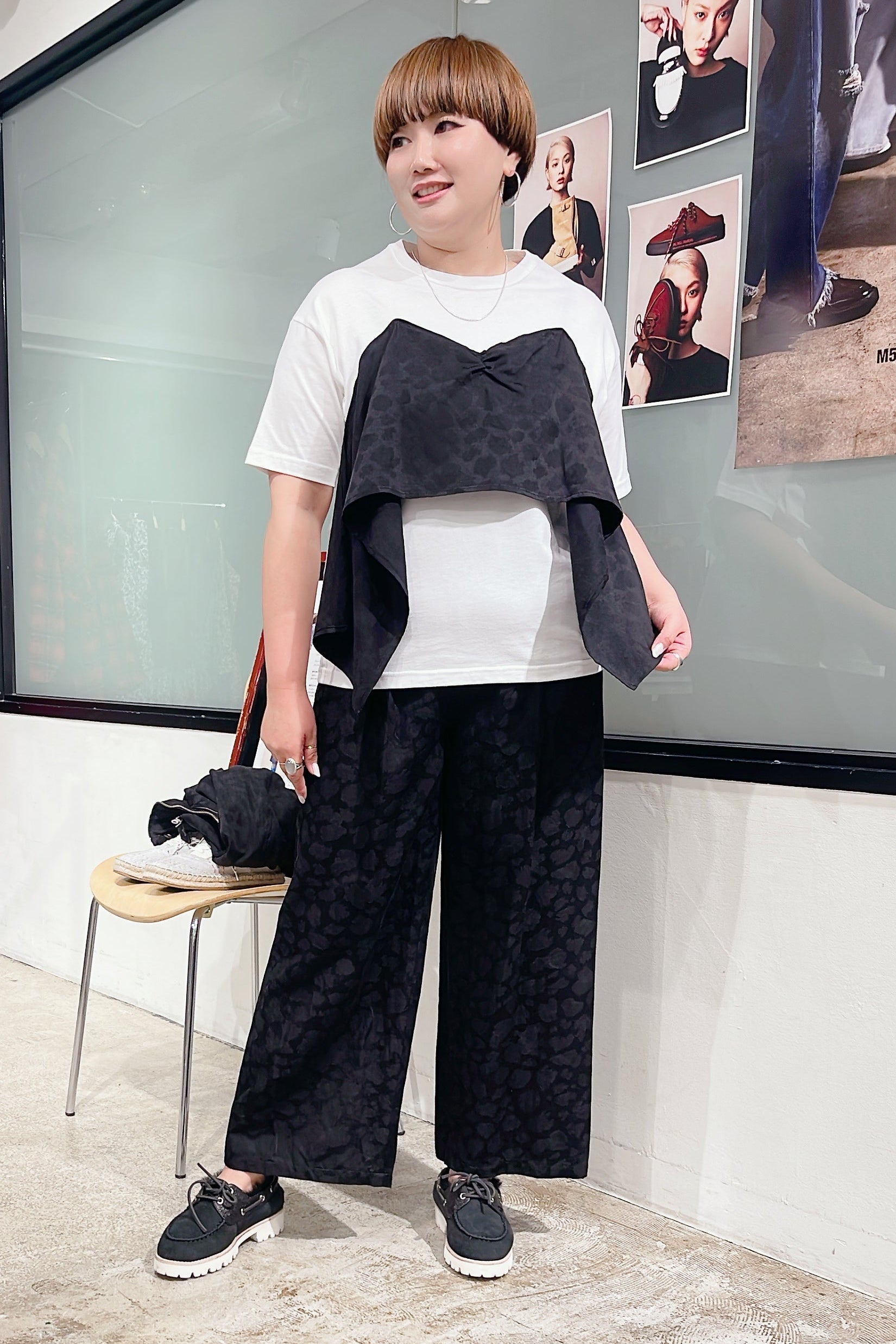 【WYTE】コントラストジャガードイージーワイドトラウザーズ/11-12560