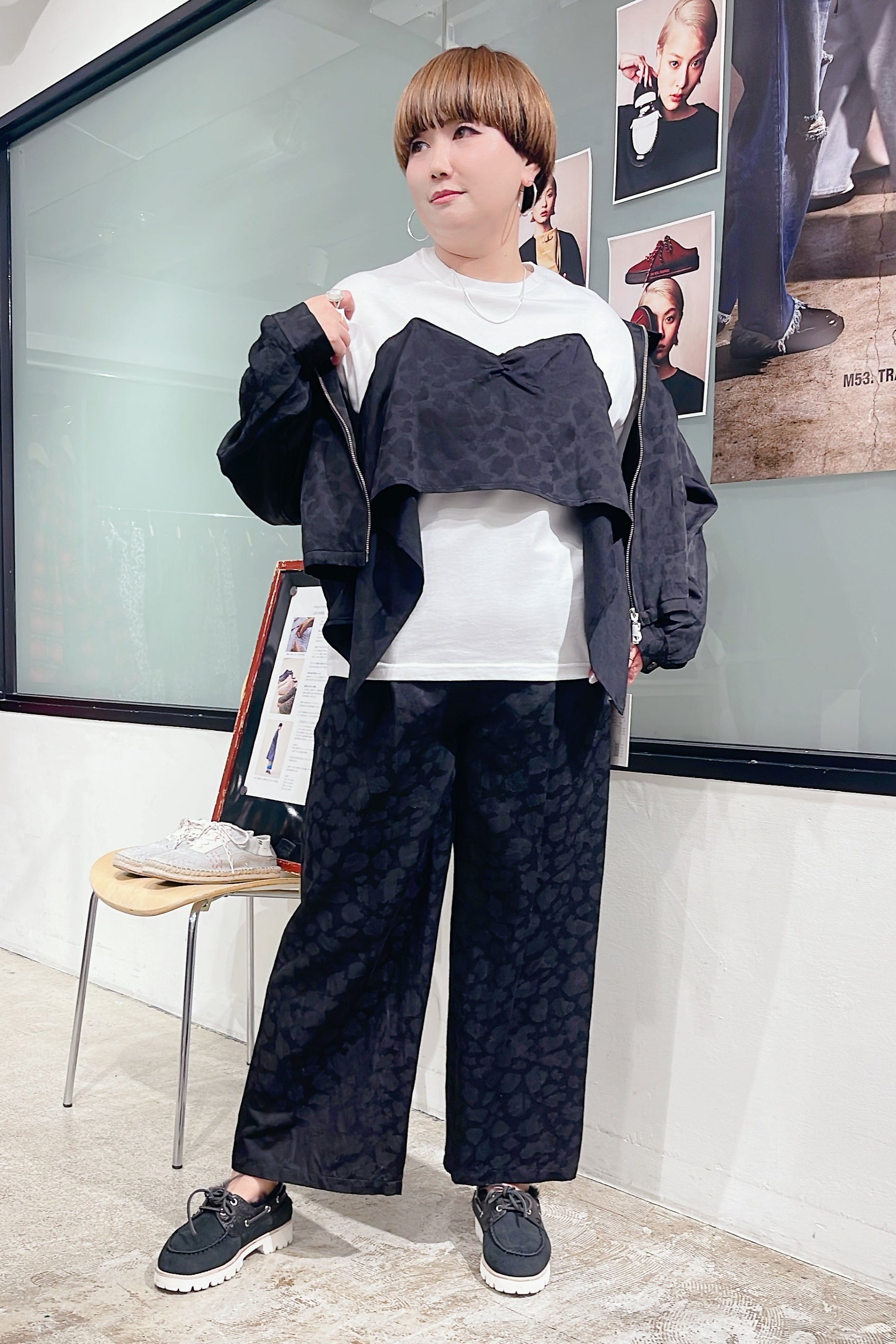 【WYTE】コントラストジャガードイージーワイドトラウザーズ/11-12560