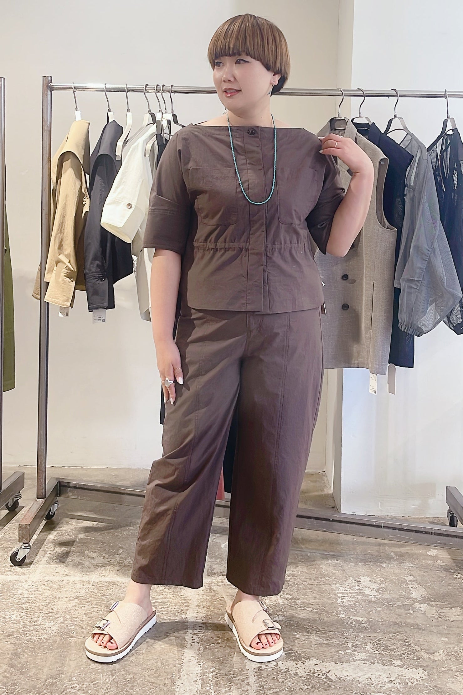 【STELLA CIFFON】コットンリネンサザナミポプリンパンツ/ST2-26203