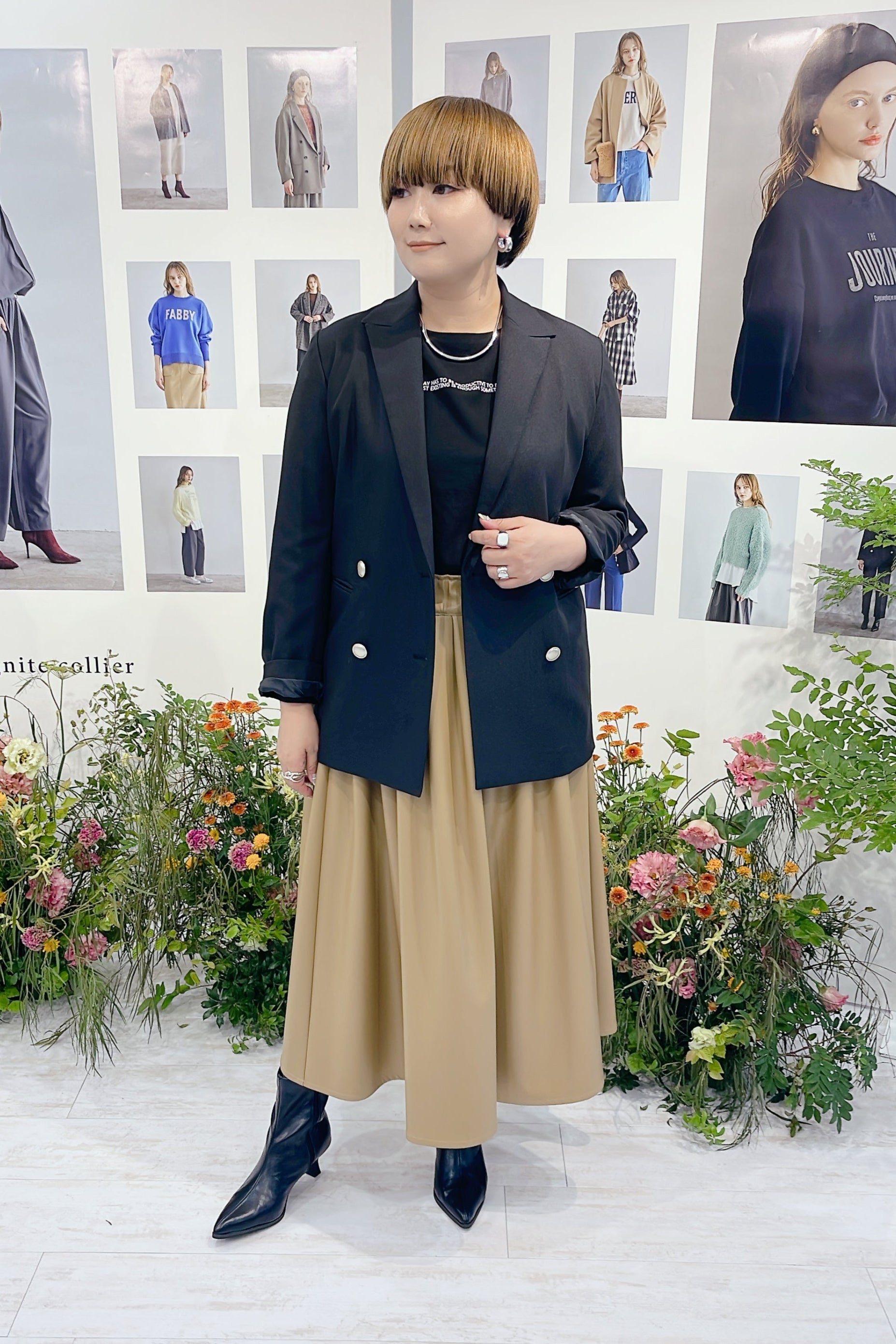 【Dignite Collier】フェイクレザーフレアスカート/80256313