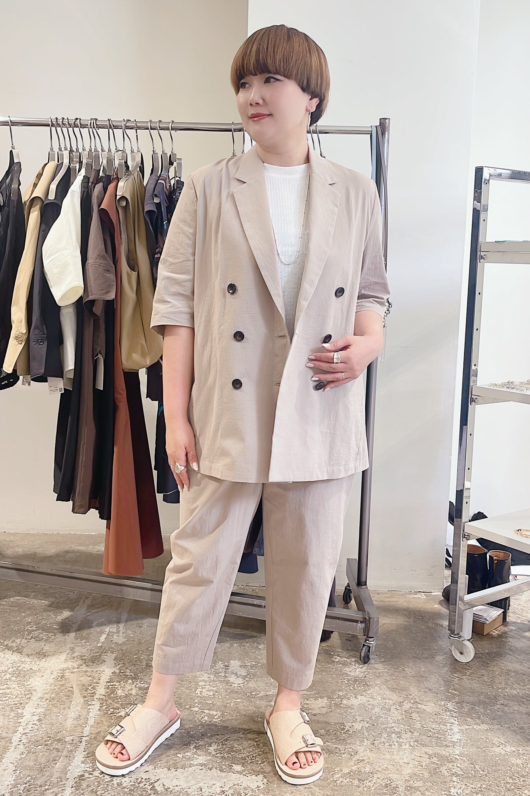 【STELLA CIFFON】コットンリネンMUgワッシャーイージーパンツ/ST1-22208B